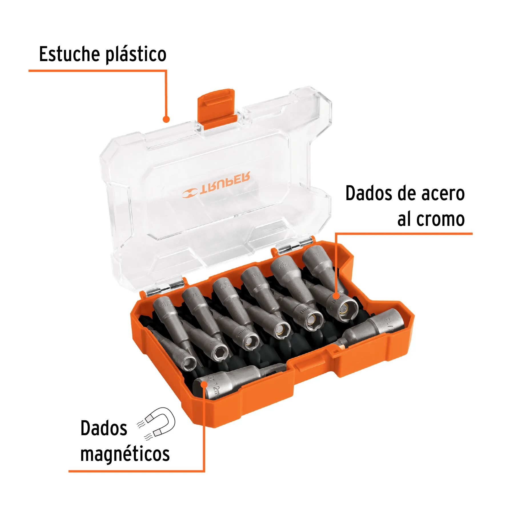 Juego de 14 dados magnéticos para taladro,Truper PUNCA-14X, Foto 2 Tienda en línea de herramientas Truper