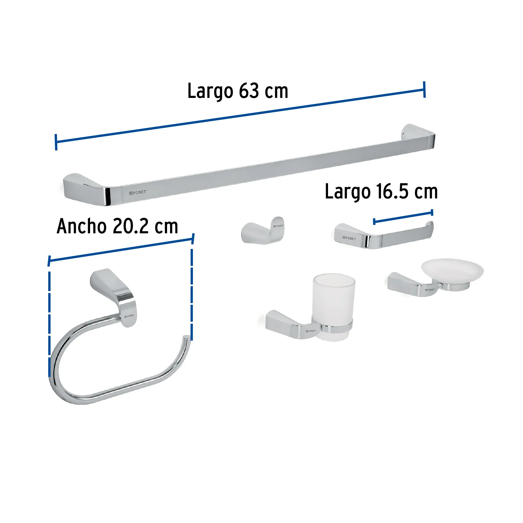 Juego de 6 accesorios para baño acabado cromo, Riviera RIA-7000, Foto 3 Tienda en línea de herramientas Truper