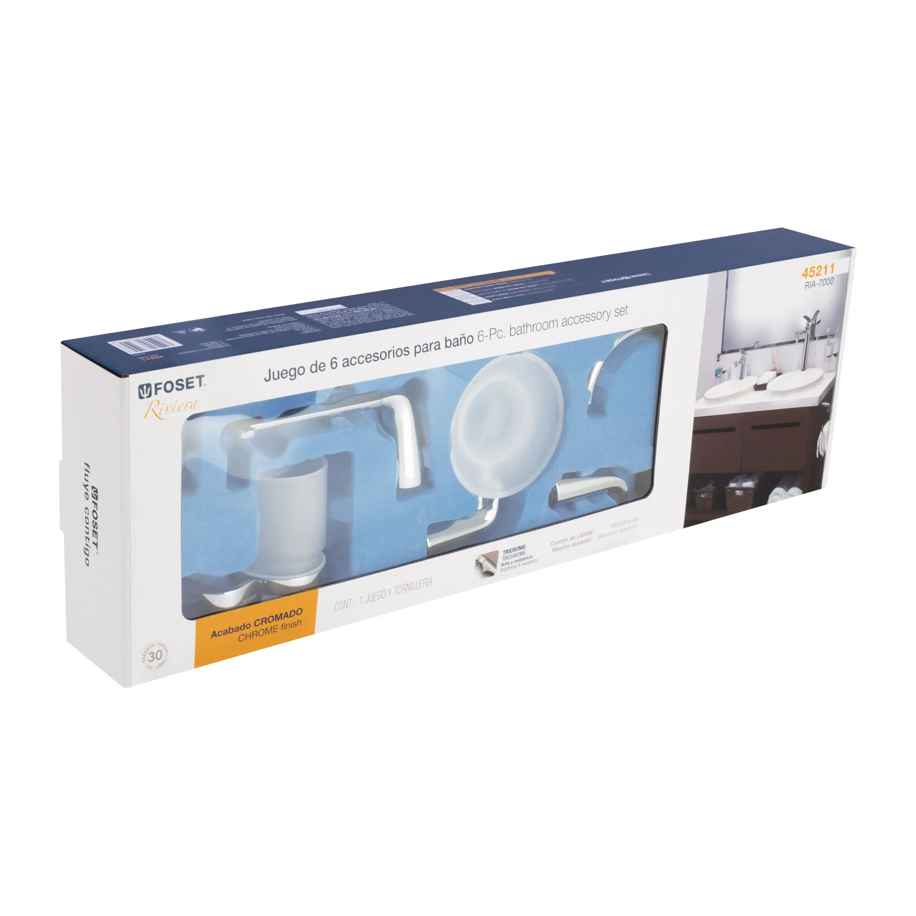 Juego de 6 accesorios para baño acabado cromo, Riviera RIA-7000, Foto 4 Tienda en línea de herramientas Truper
