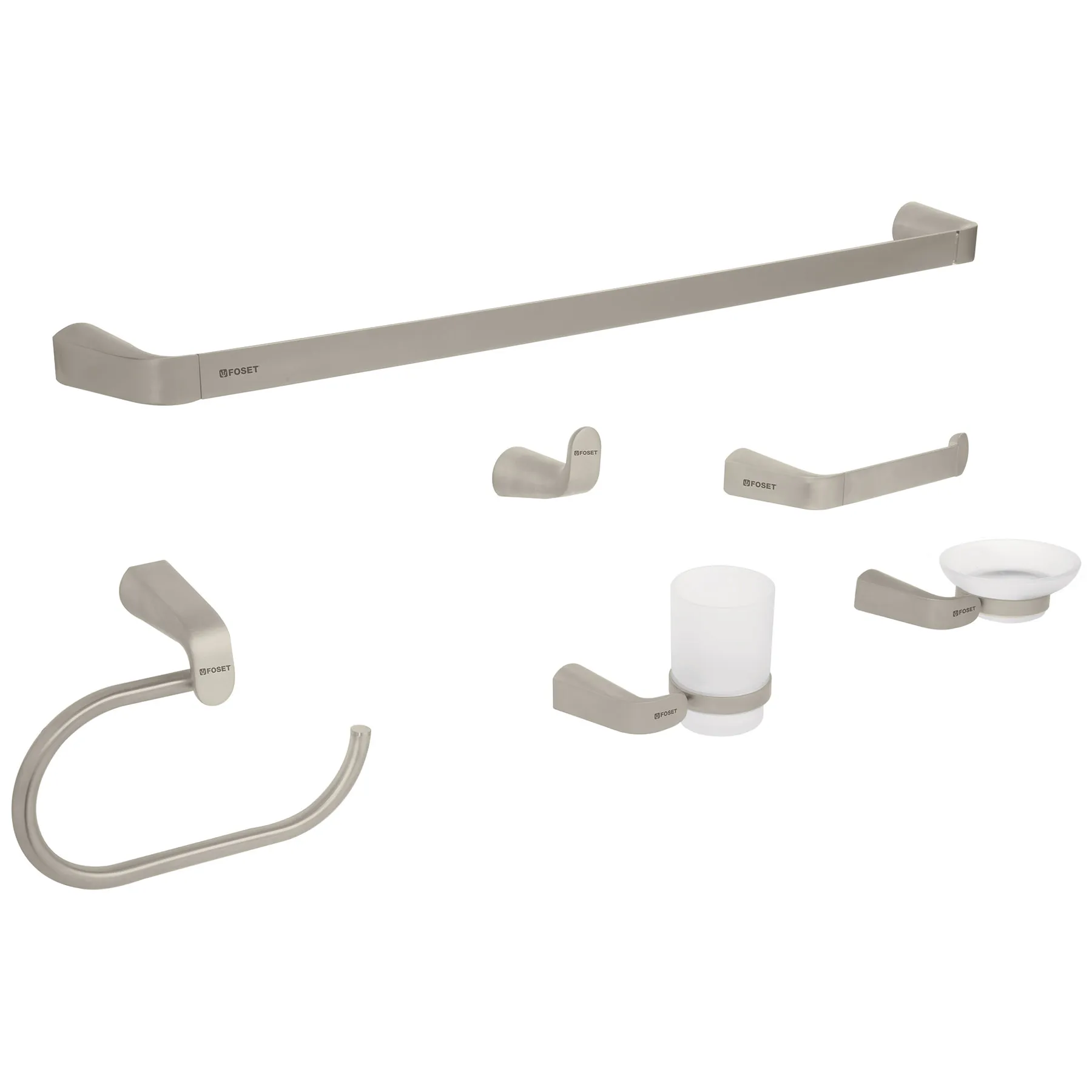 Juego de 6 accesorios para baño acabado satín, Riviera Juego de 6 accesorios para baño acabado satín, Riviera, Foto 1 Tienda en línea de herramientas Truper