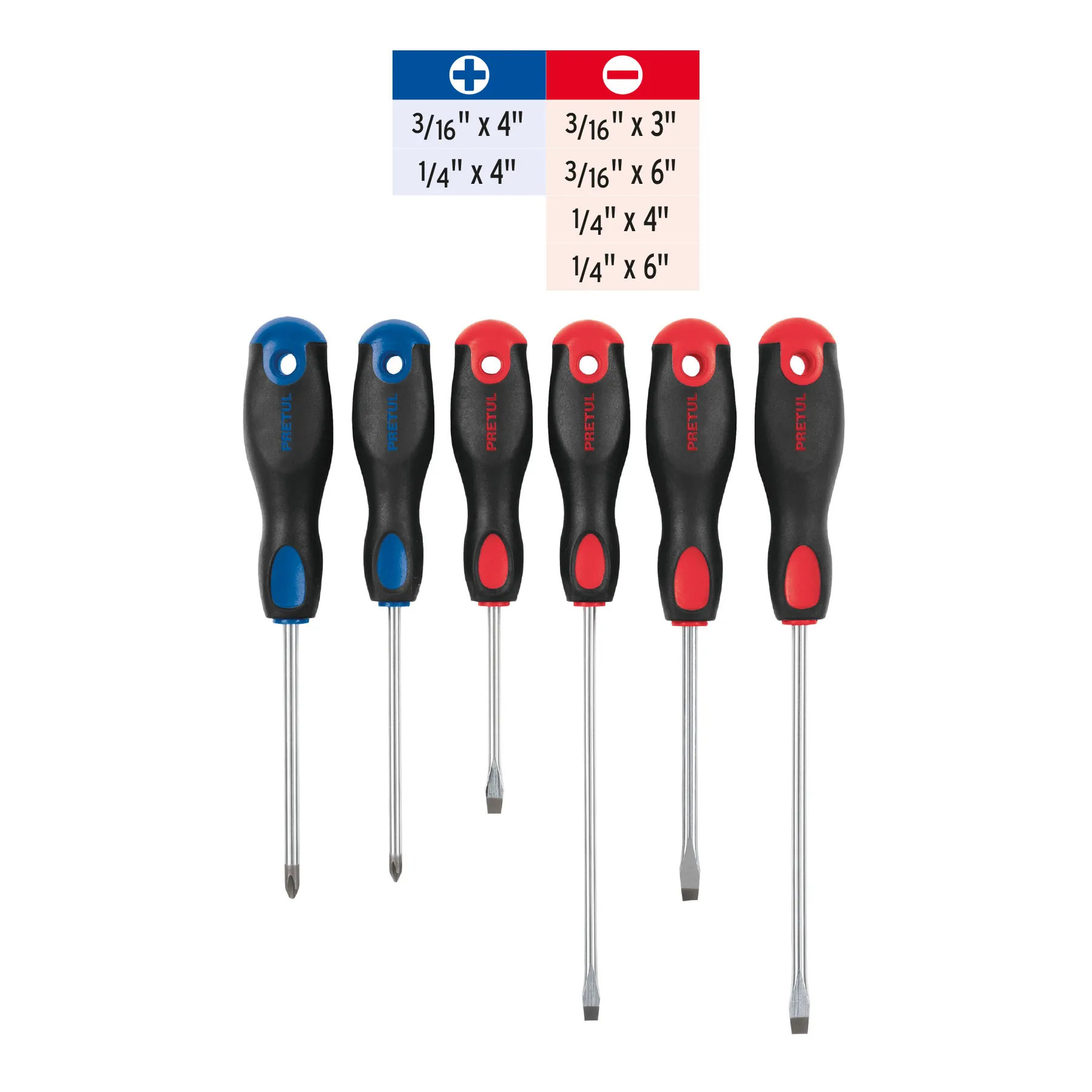 Juego de 6 desarmadores mango Comfort Grip, Pretul JD-6BP, Foto 3 Tienda en línea de herramientas Truper