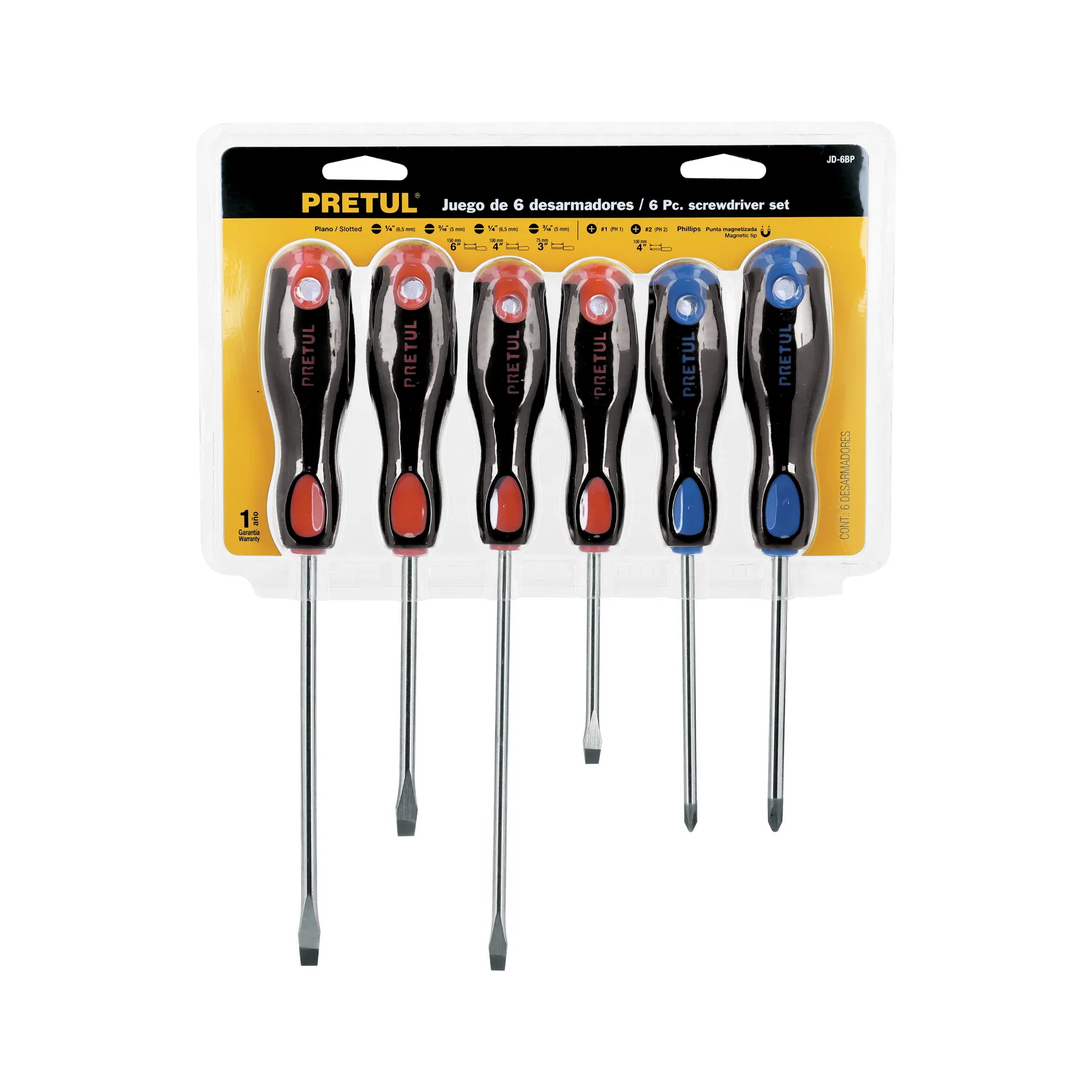 Juego de 6 desarmadores mango Comfort Grip, Pretul JD-6BP, Foto 4 Tienda en línea de herramientas Truper