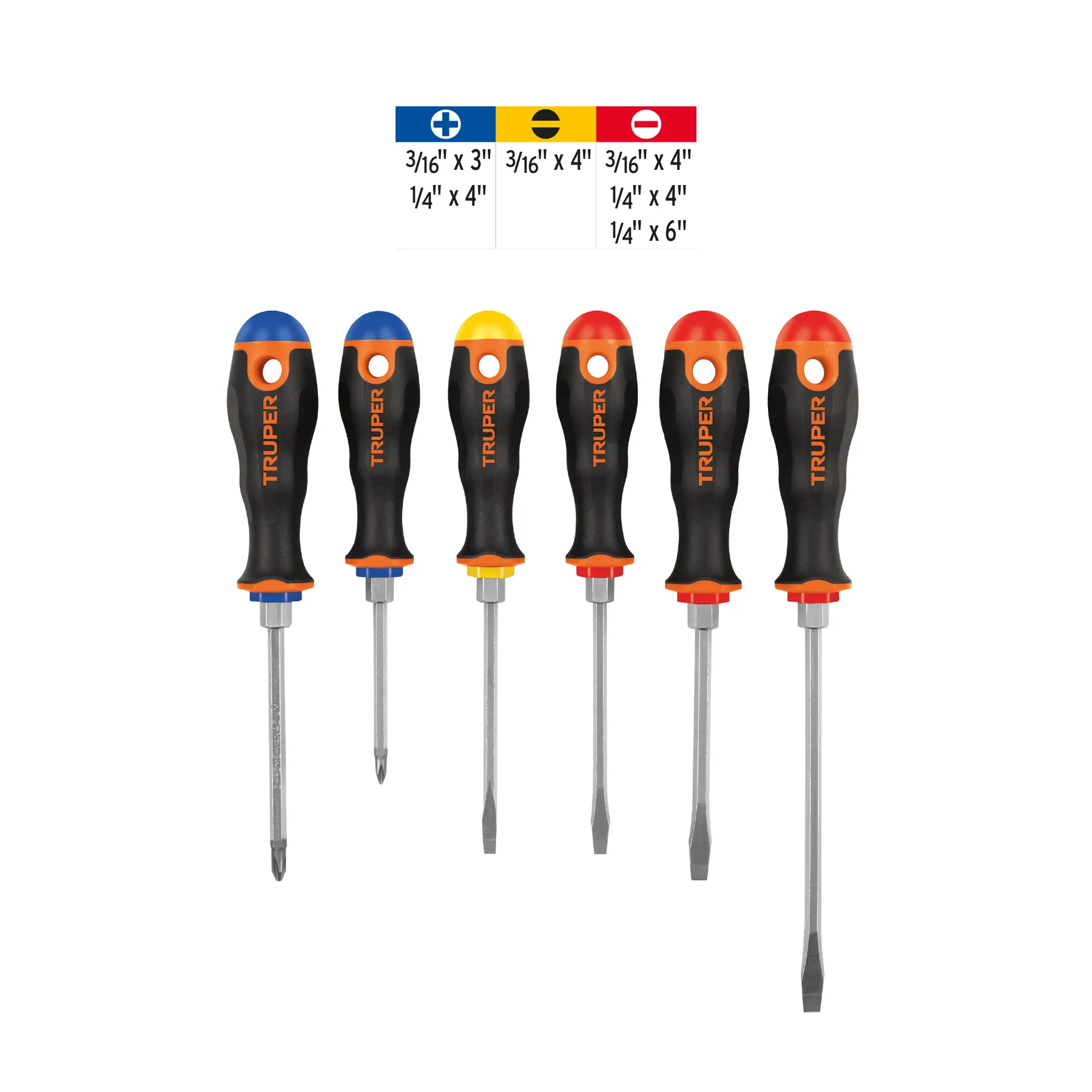 Juego de 6 desarmadores mango Comfort Grip, Truper DTJ-6B, Foto 3 Tienda en línea de herramientas Truper