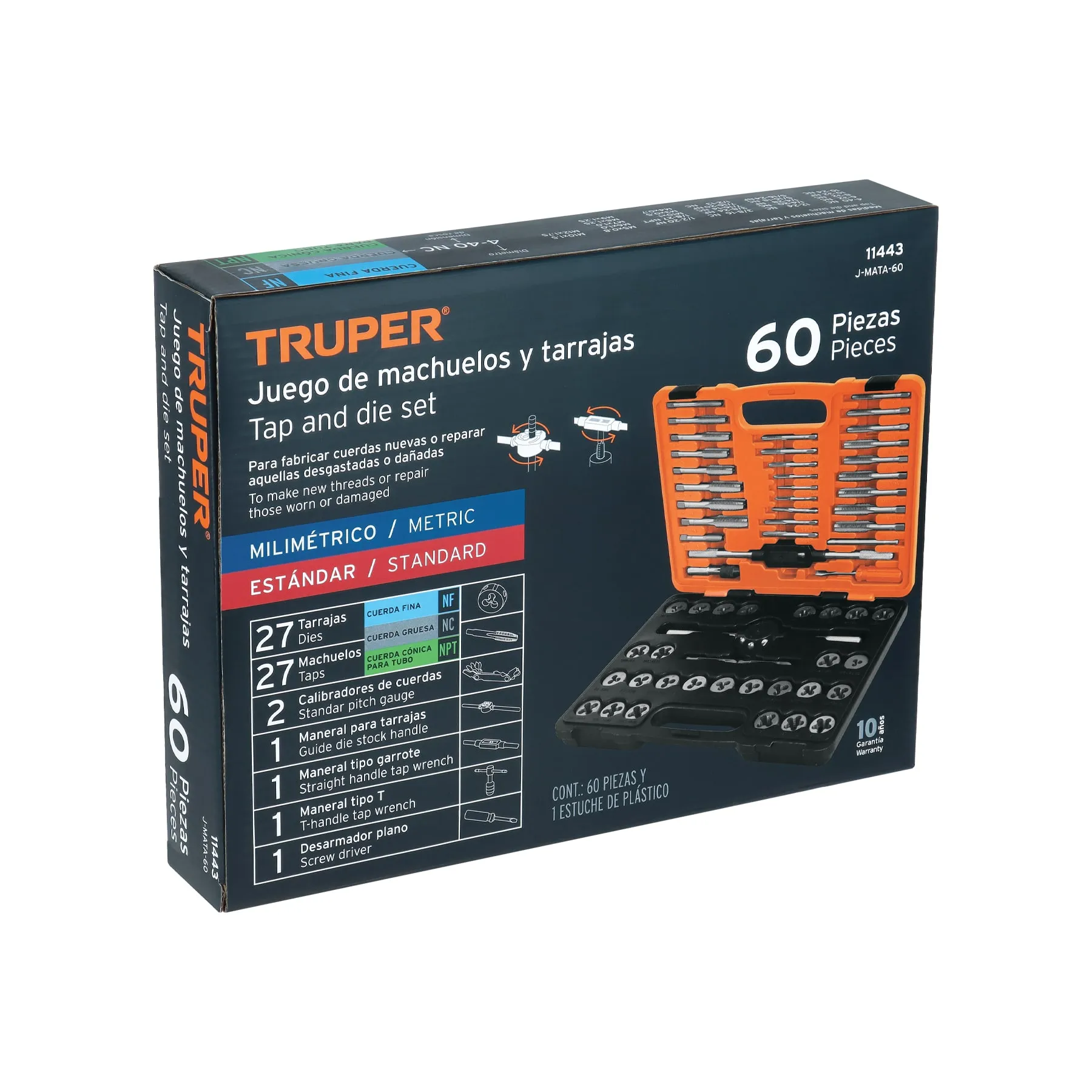 Juego de 60 piezas de machuelos y tarrajas, Truper J-MATA-60, Foto 3 Tienda en línea de herramientas Truper