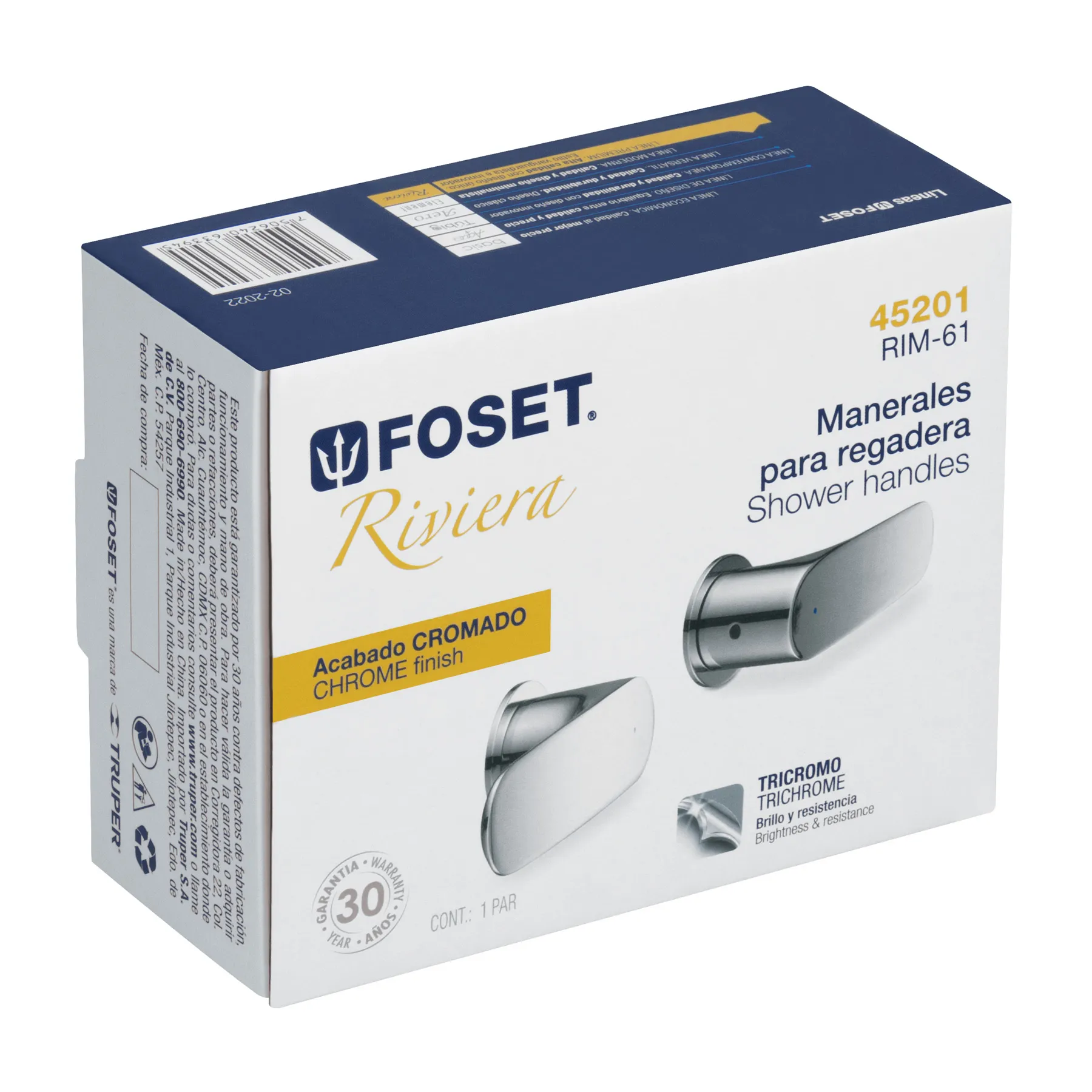 Juego de manerales de palanca para regadera, cromo, Riviera RIM-61, Foto 4 Tienda en línea de herramientas Truper