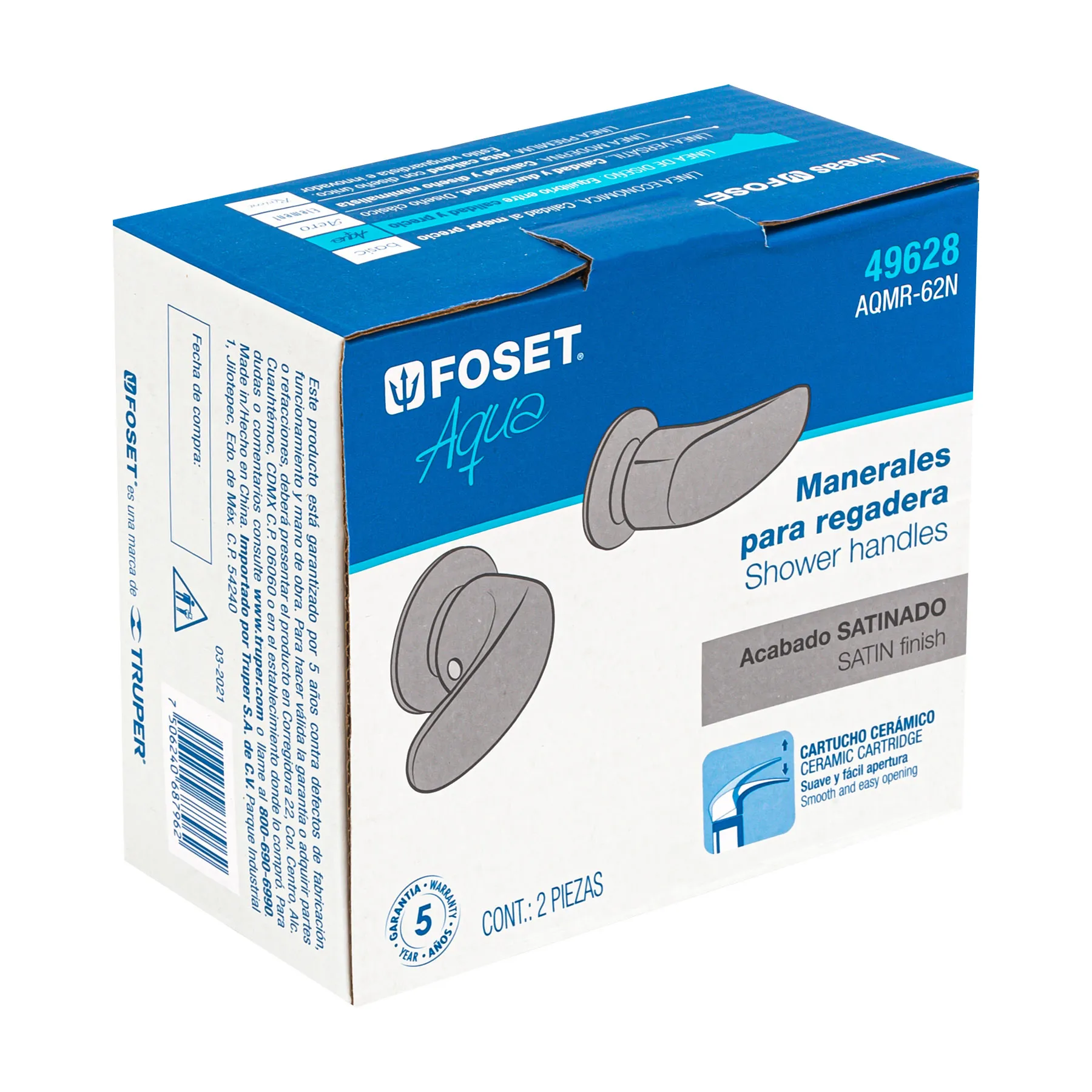 Juego de manerales de palanca para regadera, satín, Aqua AQMR-62N, Foto 4 Tienda en línea de herramientas Truper