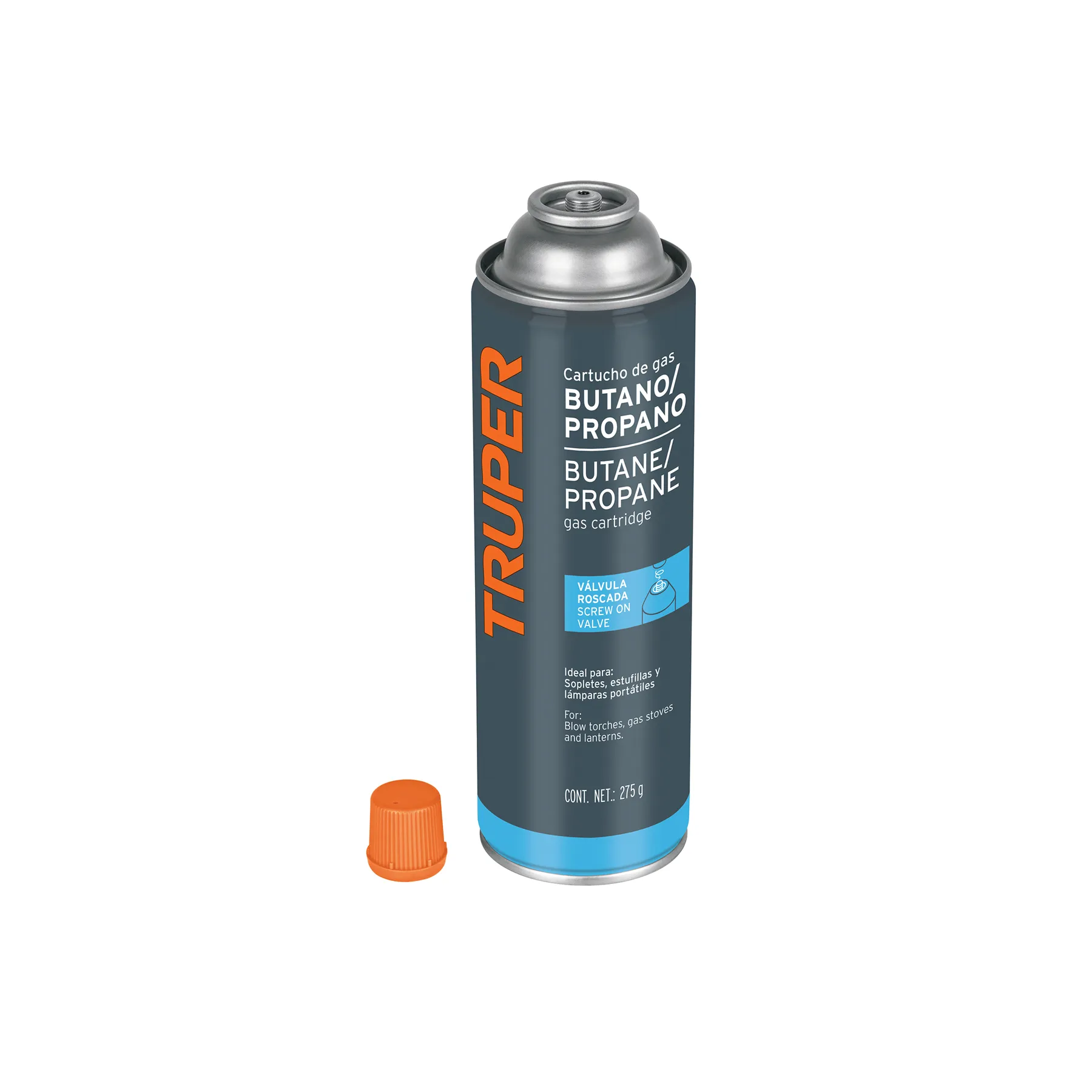 Lata de gas de 275 g con válvula roscada, TRUPER, Foto 1 Tienda en línea de herramientas Truper