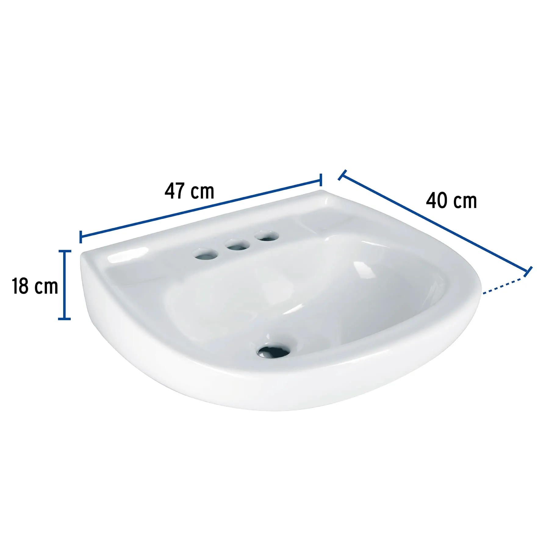 Lavabo de porcelana con rebosadero, blanco, FOSET MUBA-10B, Foto 2 Tienda en línea de herramientas Truper