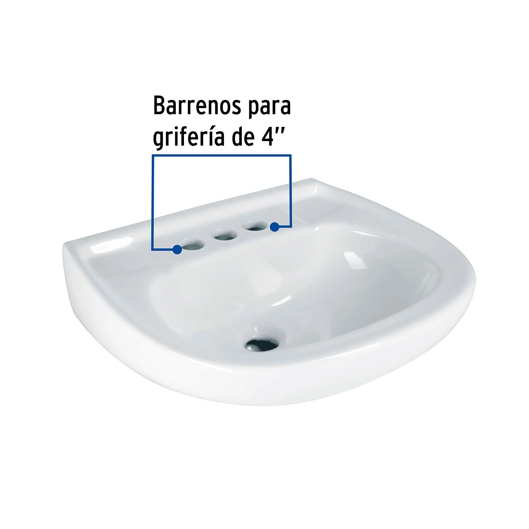 Lavabo de porcelana con rebosadero, blanco, FOSET MUBA-10B, Foto 3 Tienda en línea de herramientas Truper