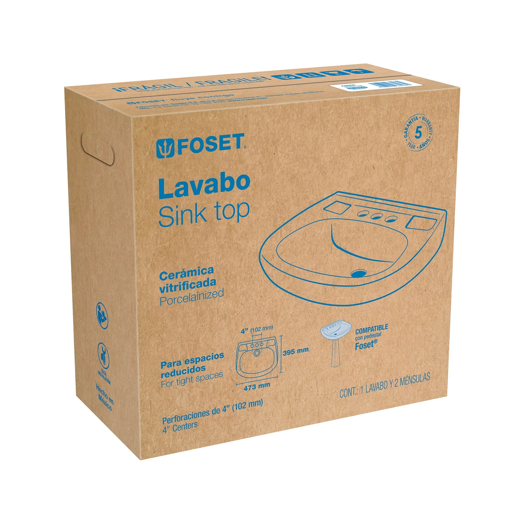 Lavabo de porcelana con rebosadero, blanco, FOSET MUBA-10B, Foto 4 Tienda en línea de herramientas Truper