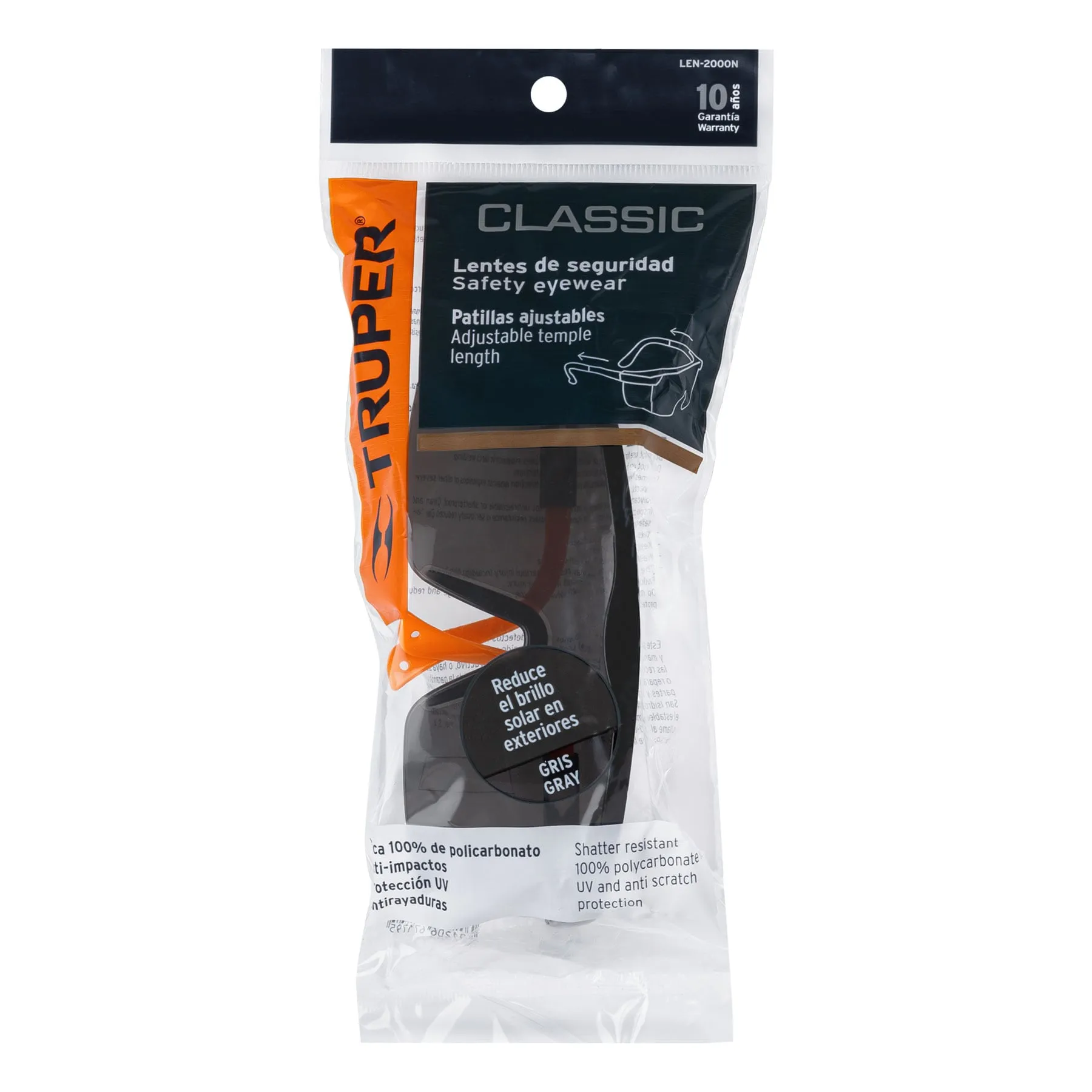 Lentes de seguridad ajustables grises, Truper Classic LEN-2000N, Foto 3 Tienda en línea de herramientas Truper
