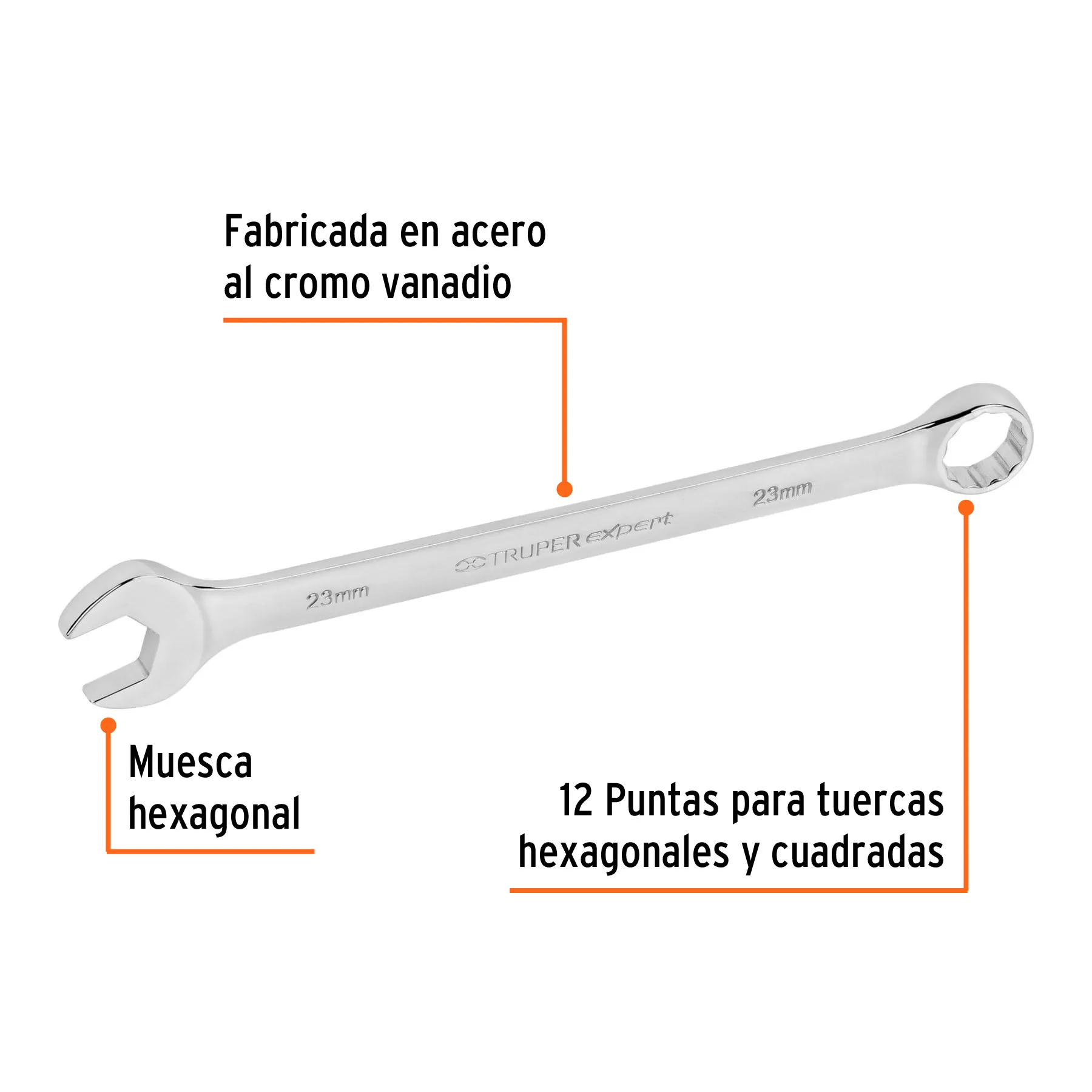Llave combinada extralarga 23 mm x 316 mm de largo, Expert LL-2023M, Foto 2 Tienda en línea de herramientas Truper