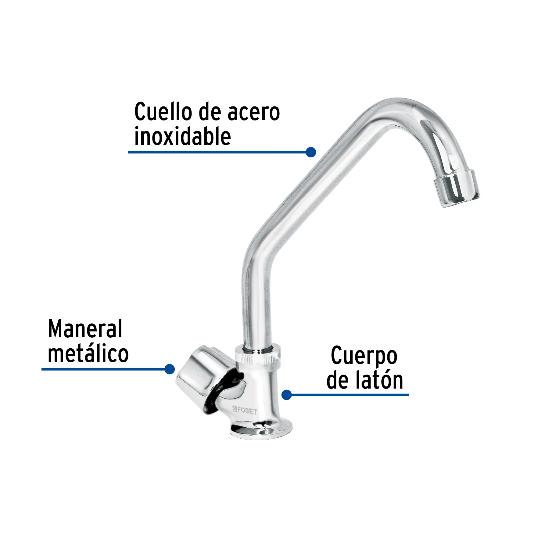 Llave individual fregadero, cuello corto, hexagonal, BASIC F-312, Foto 2 Tienda en línea de herramientas Truper