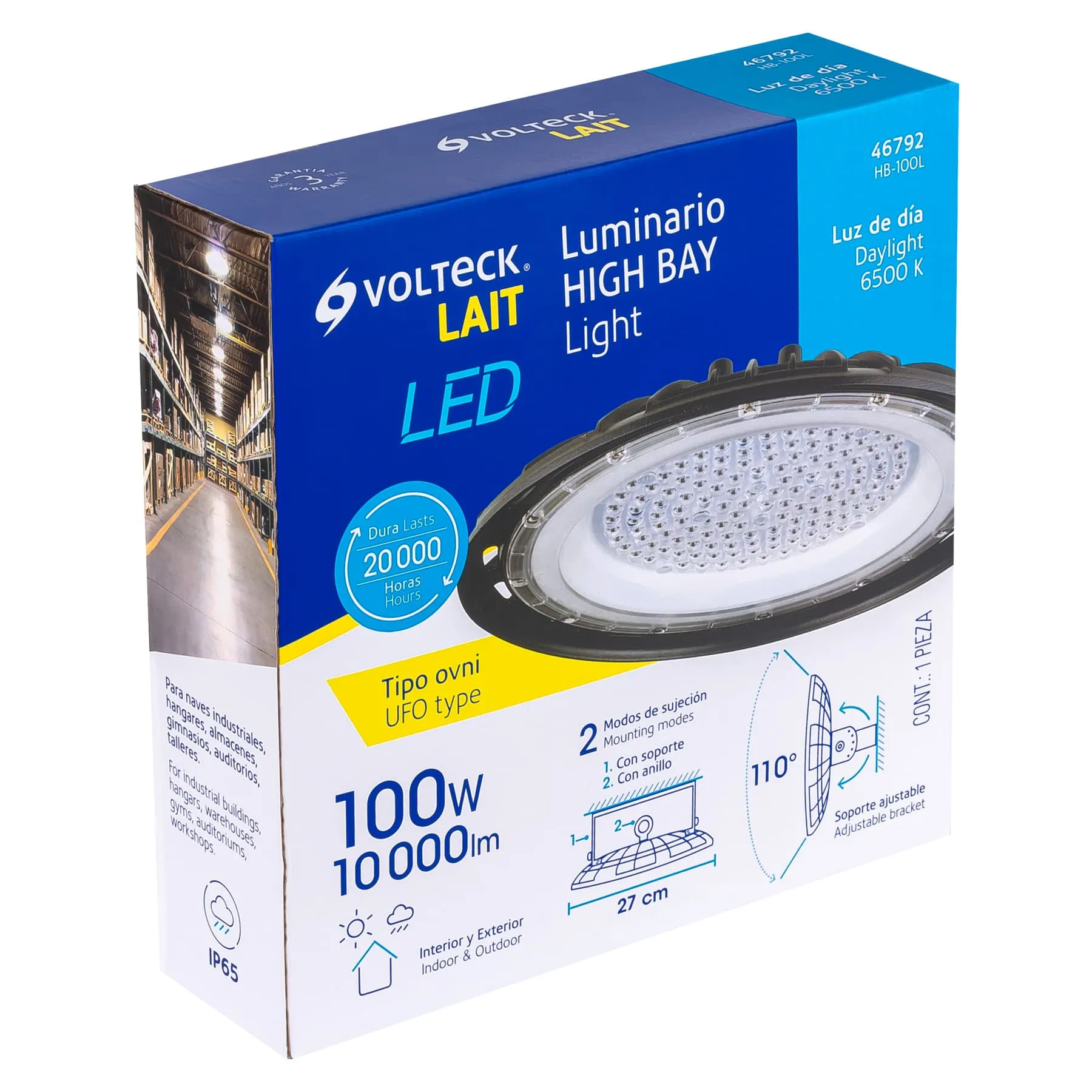 Luminario de LED 100 W High Bay, Volteck HB-100L, Foto 4 Tienda en línea de herramientas Truper