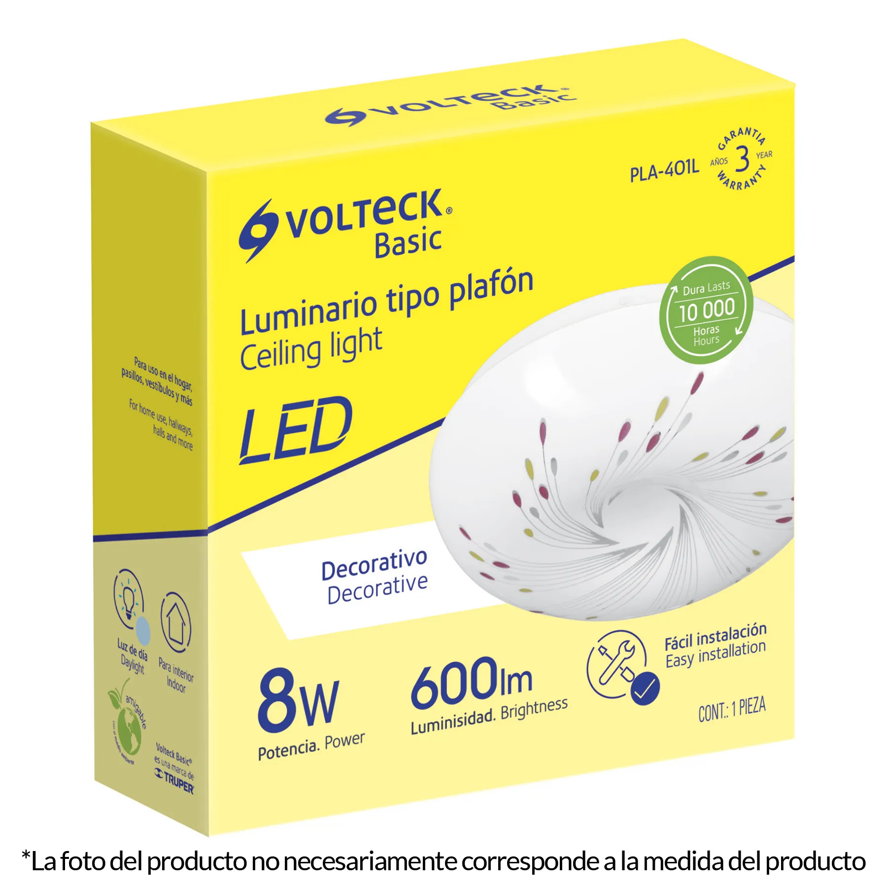 Luminario LED 22 W plafón decorativo espiral luz día PLA-404L, Foto 3 Tienda en línea de herramientas Truper