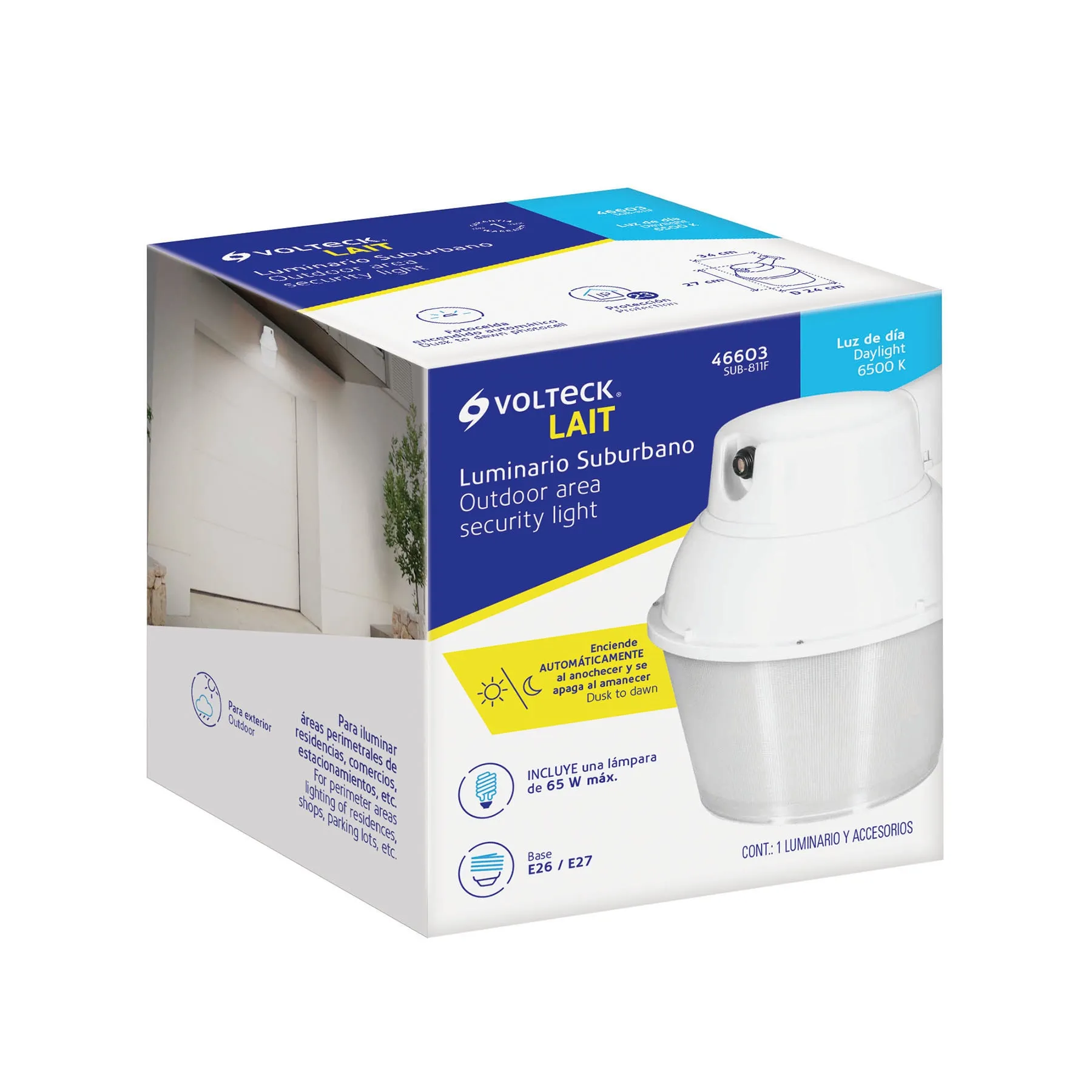 Luminario suburbano de ABS 65 W sensor de luz, con lámpara SUB-811F, Foto 4 Tienda en línea de herramientas Truper