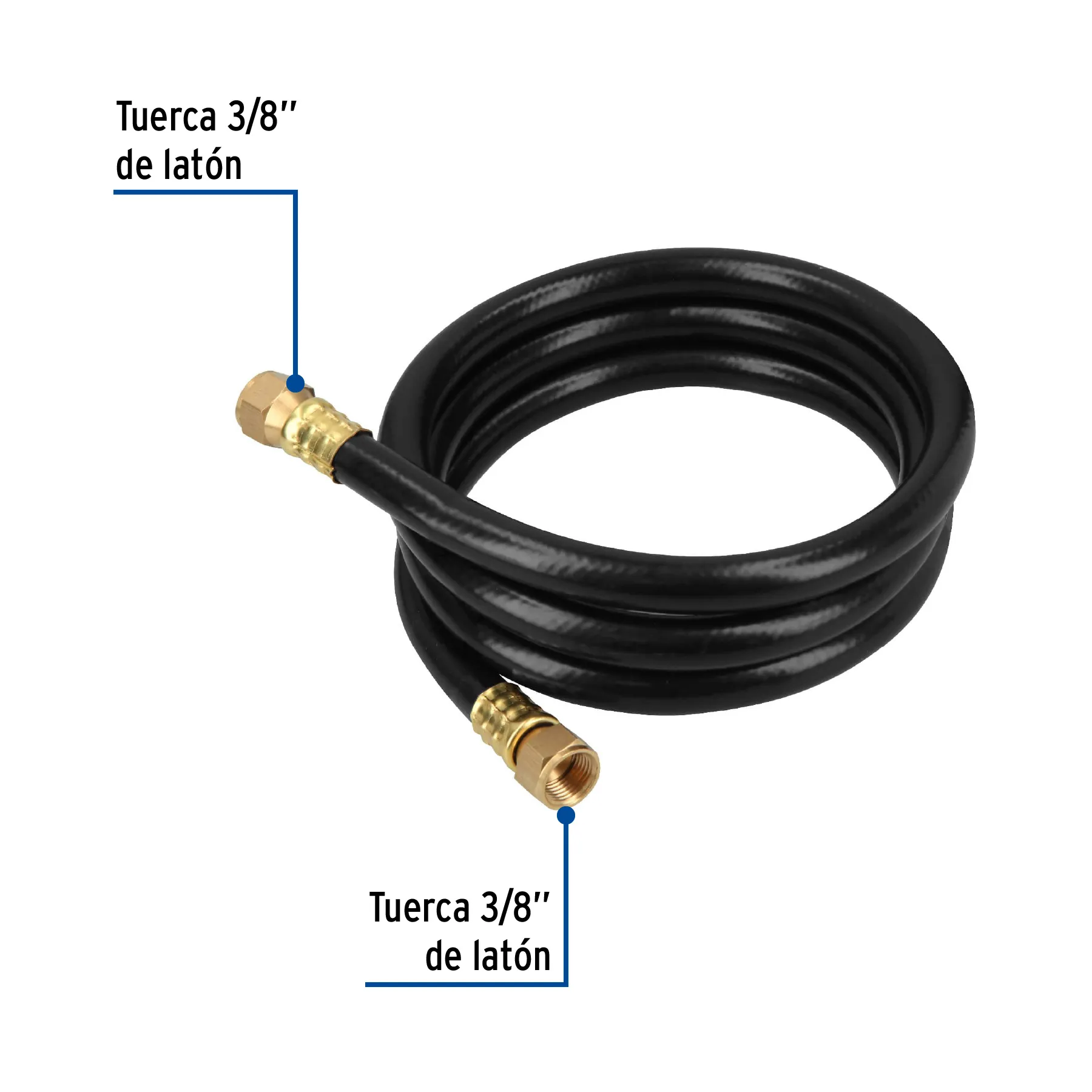 Manguera para gas, PVC negra, 3/8 MGAN-15, Foto 2 Tienda en línea de herramientas Truper