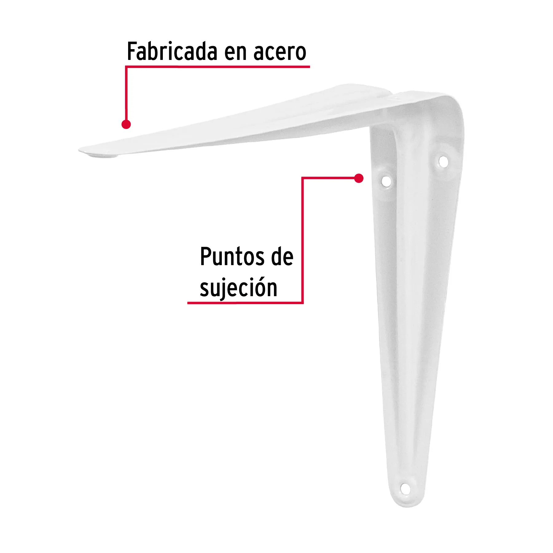 Ménsula de acero blanca 6 x 8 ME-8B, Foto 2 Tienda en línea de herramientas Truper