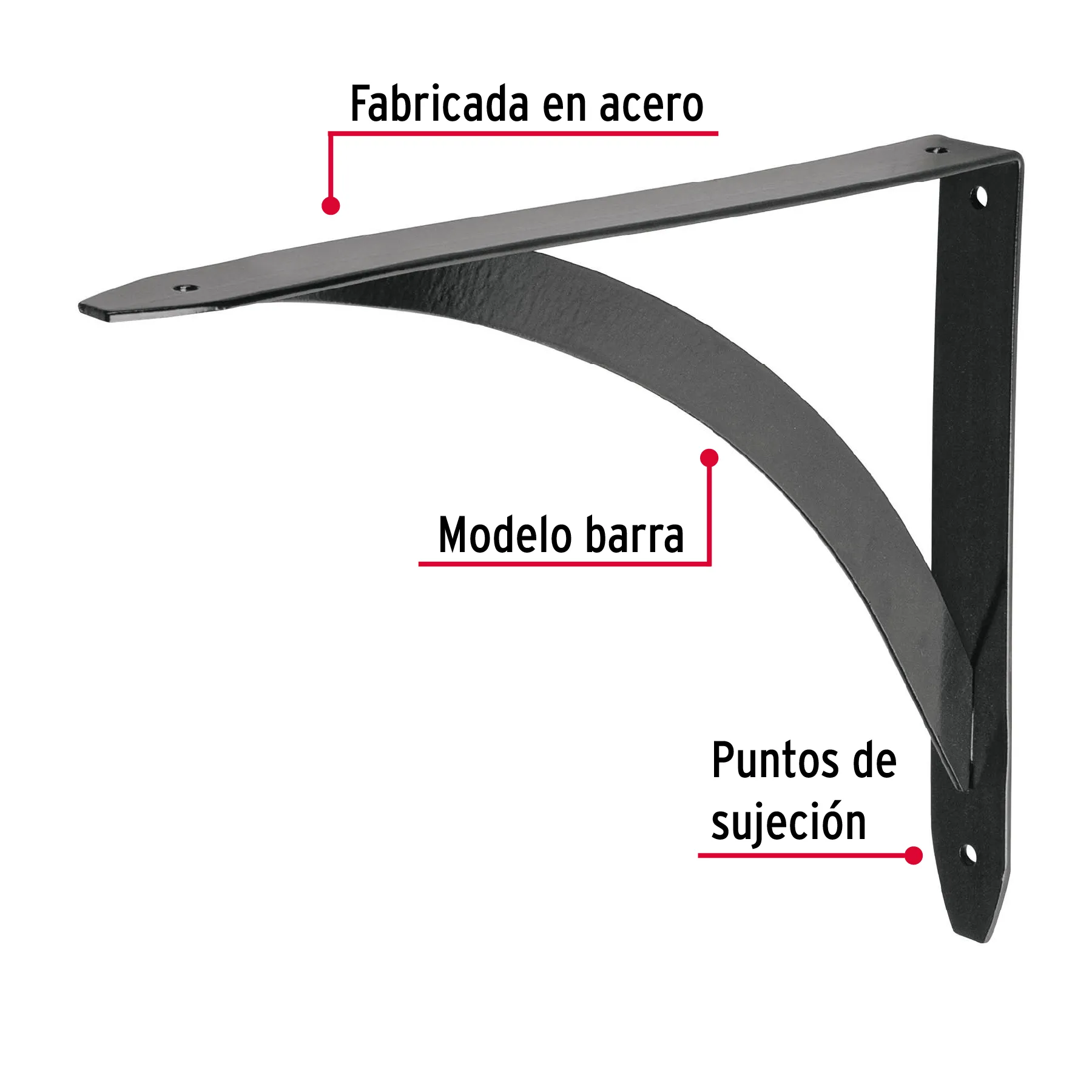 Ménsula reforzada negra 8 x 10 MED-10NB, Foto 2 Tienda en línea de herramientas Truper