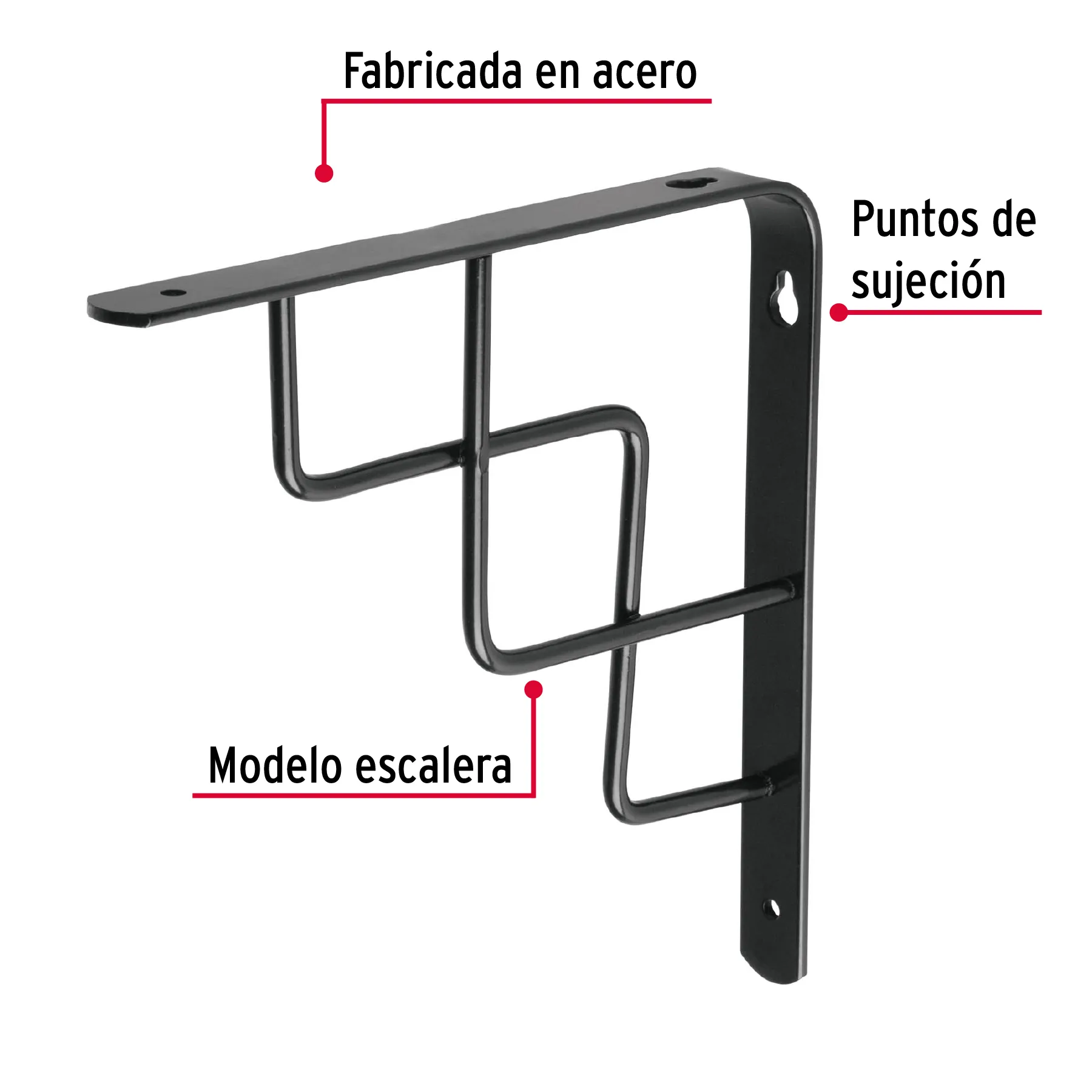 Ménsula reforzada negra 8 x 8 MED-8NE, Foto 2 Tienda en línea de herramientas Truper