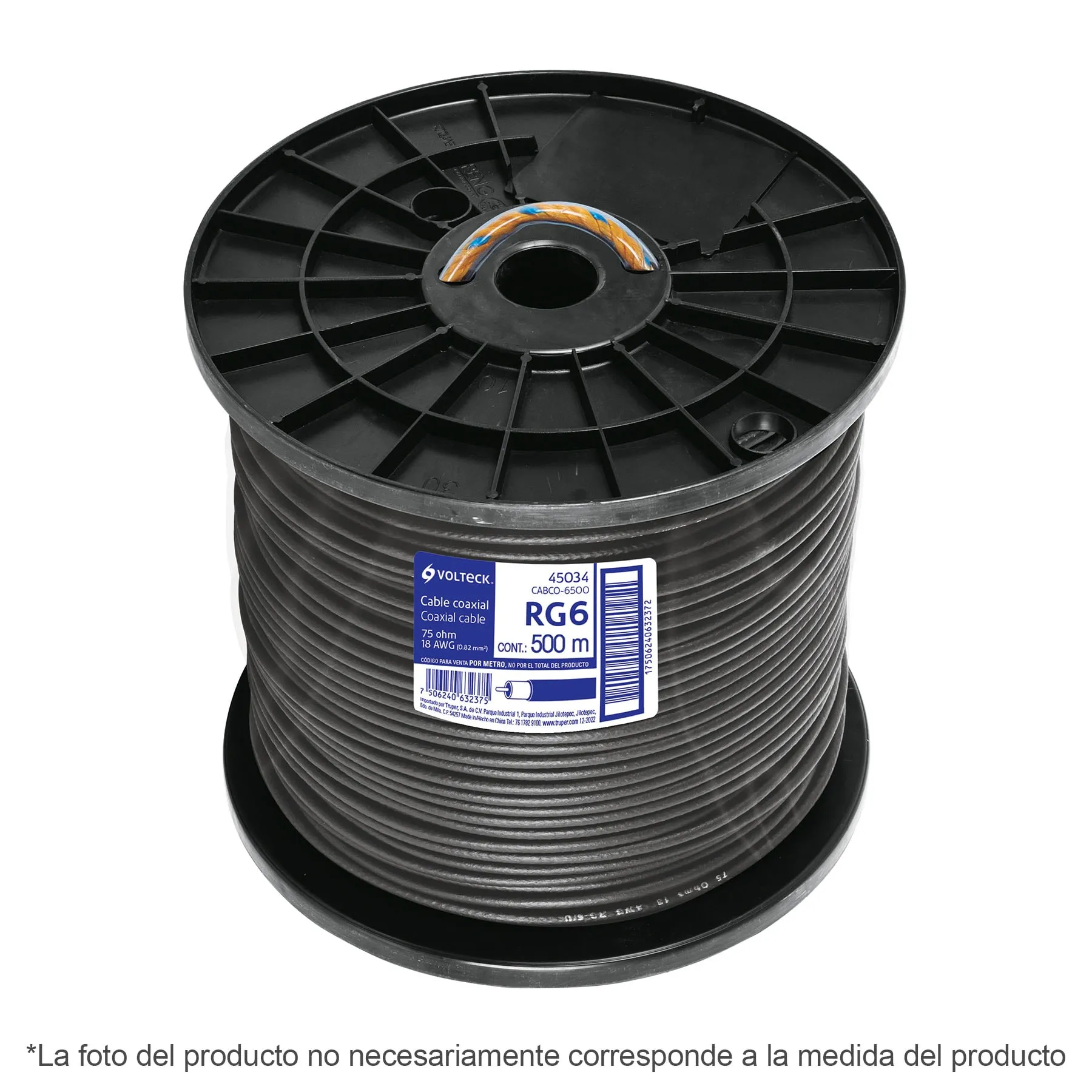 Metro de cable coaxial RG6 en carrete de 305 m, Volteck, Foto 1 Tienda en línea de herramientas Truper