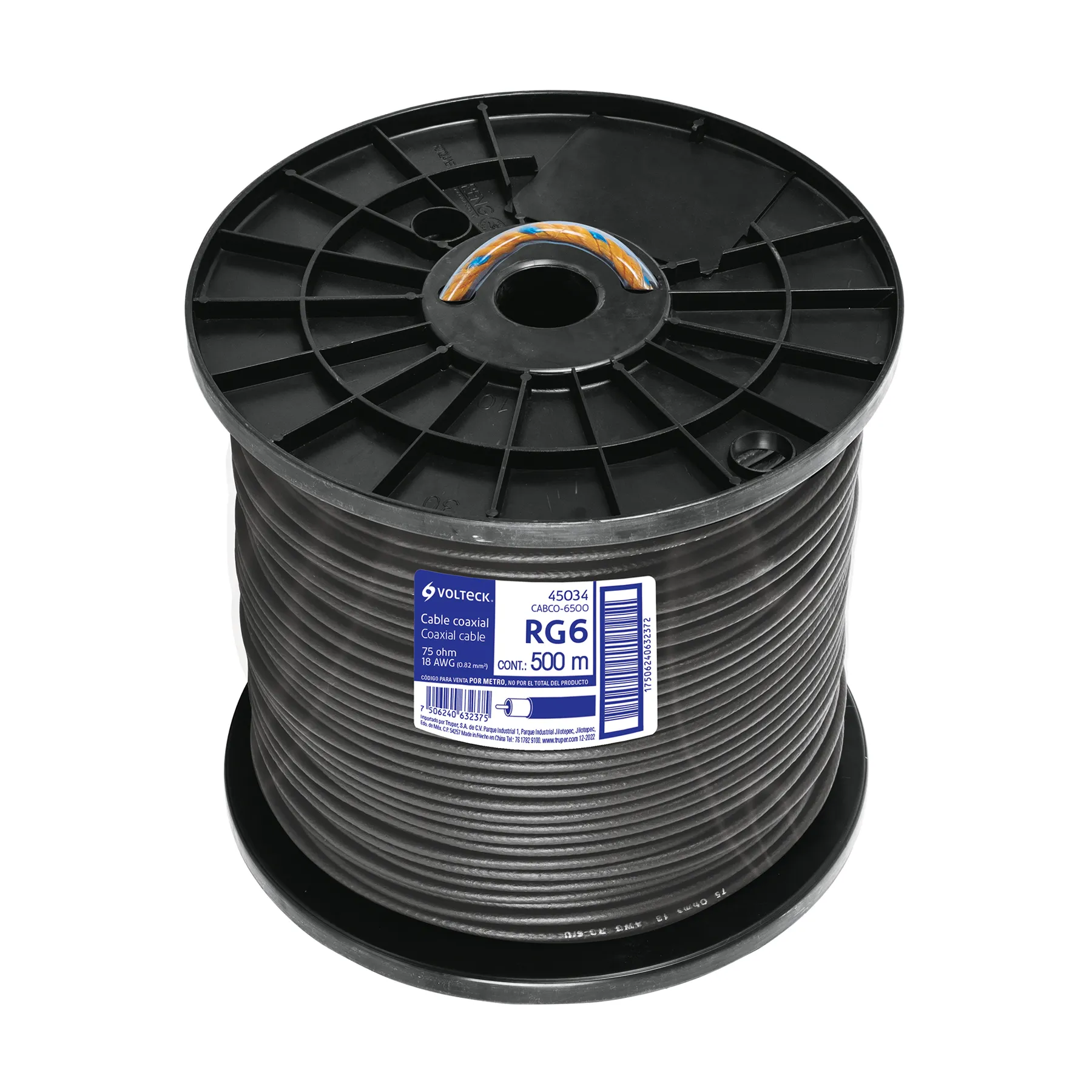 Metro de cable coaxial RG6 en carrete de 500 m, Volteck, Foto 1 Tienda en línea de herramientas Truper