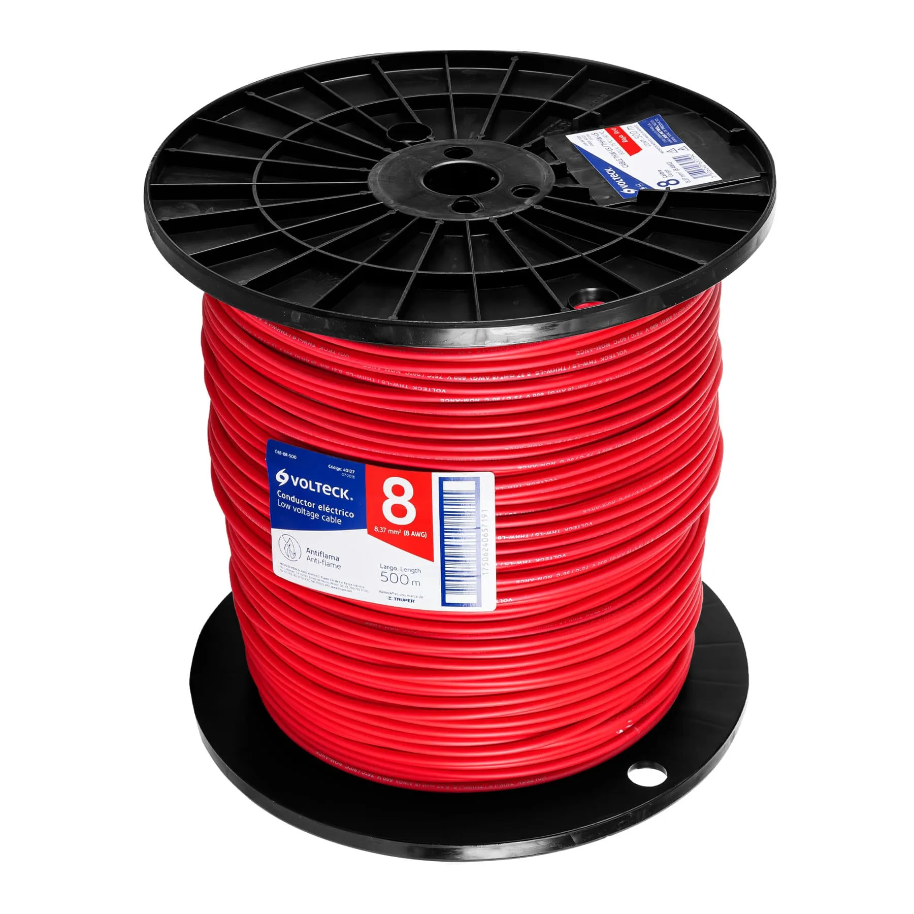 Metro de cable THHW-LS 8 AWG rojo en carrete de 500 m, Foto 1 Tienda en línea de herramientas Truper