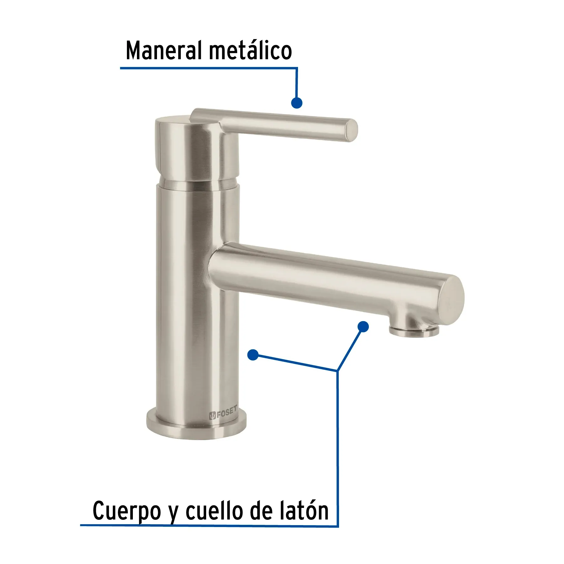 Monomando corto satín para lavabo, Foset Element ELM-45N, Foto 2 Tienda en línea de herramientas Truper