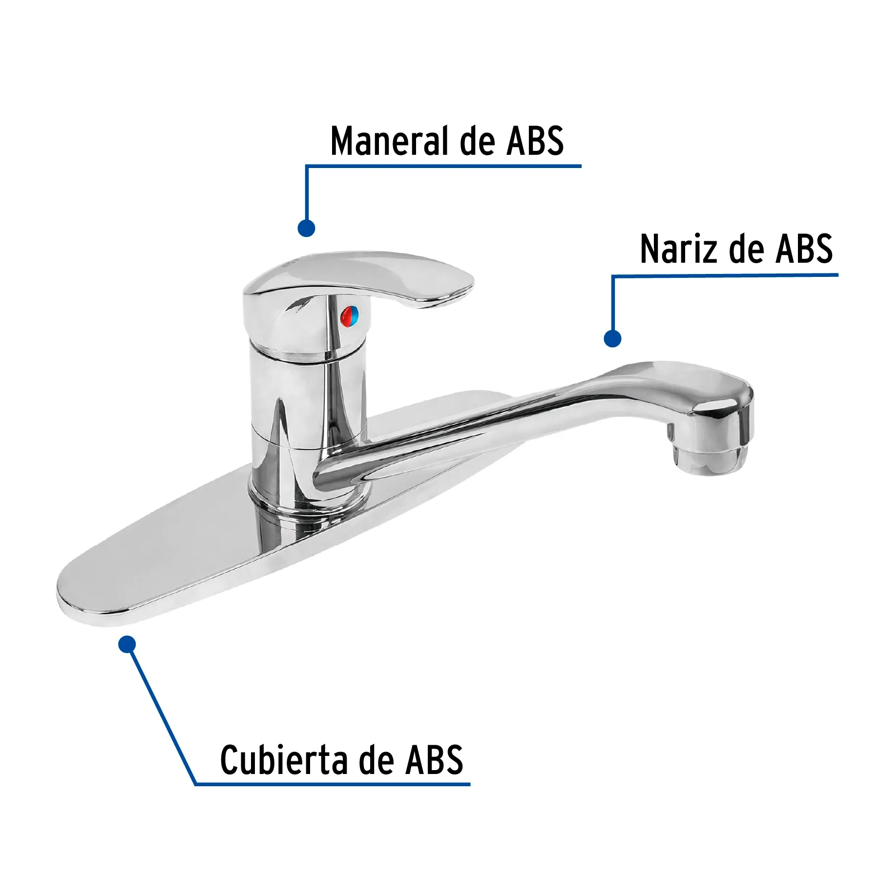 Monomando fregadero, ABS, cuello recto, BASIC FP-076, Foto 2 Tienda en línea de herramientas Truper