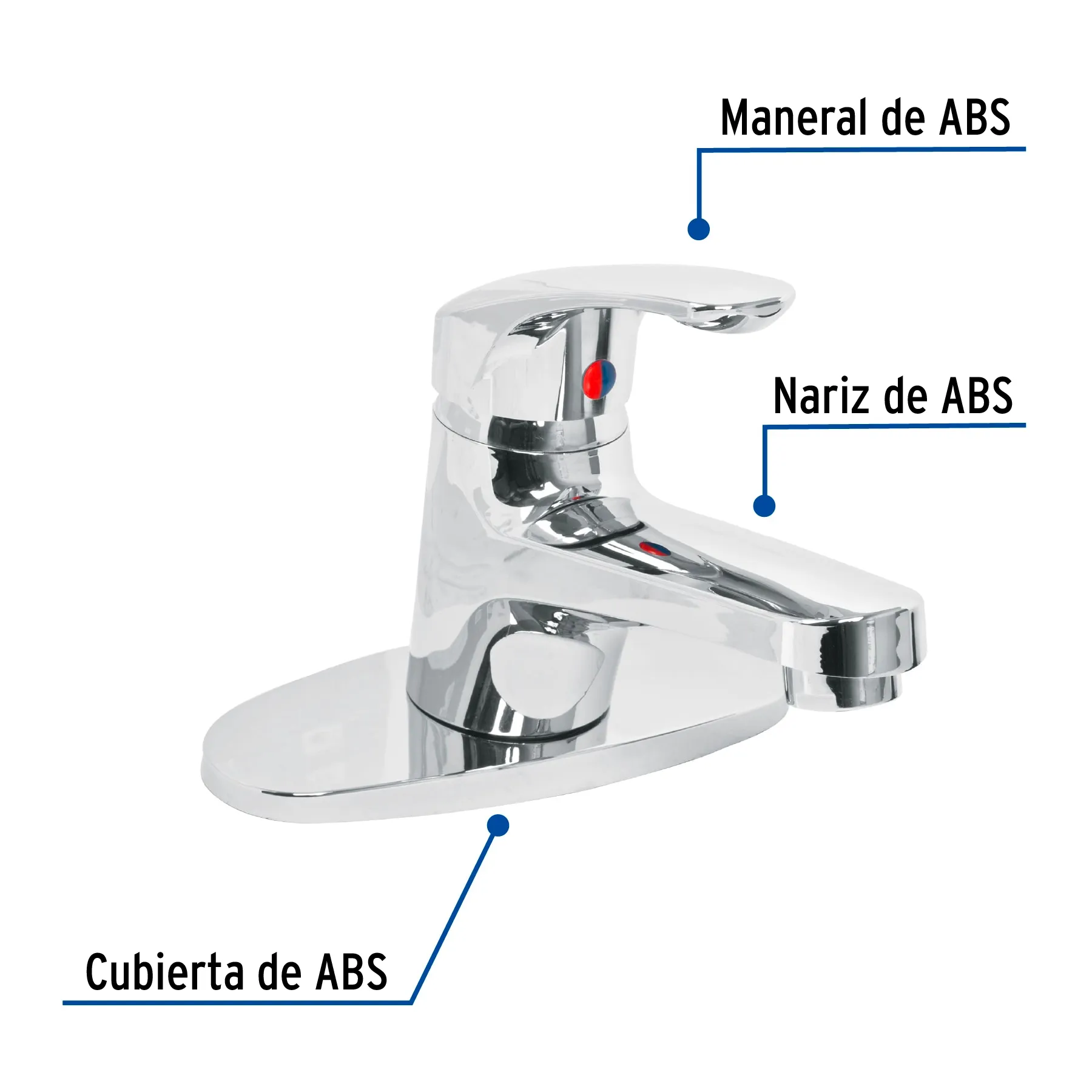 Monomando lavabo, ABS, nariz recta, con cubierta, BASIC MP-420, Foto 2 Tienda en línea de herramientas Truper