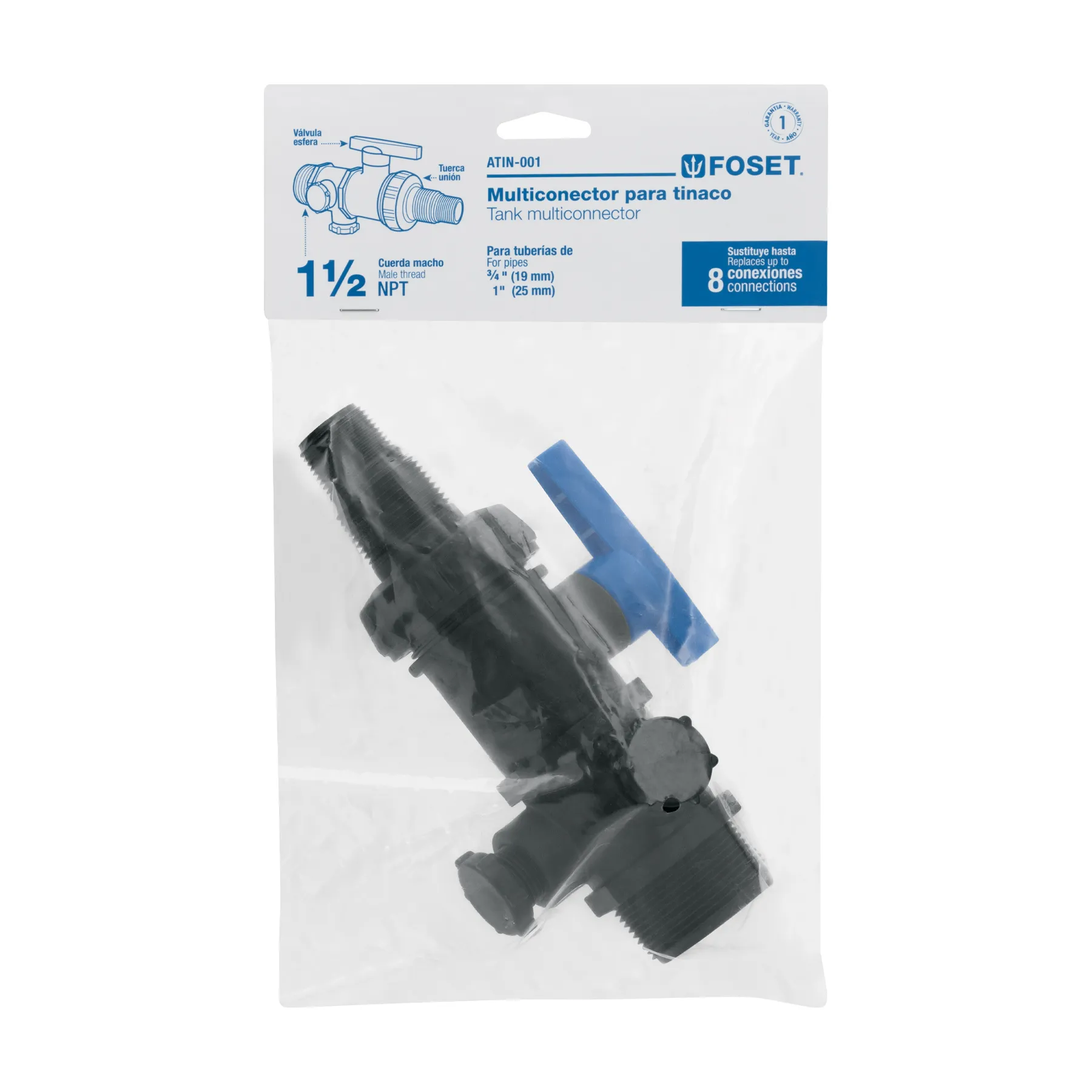 Multiconector polipropileno para tinaco, con válvula, FOSET ATIN-001, Foto 4 Tienda en línea de herramientas Truper