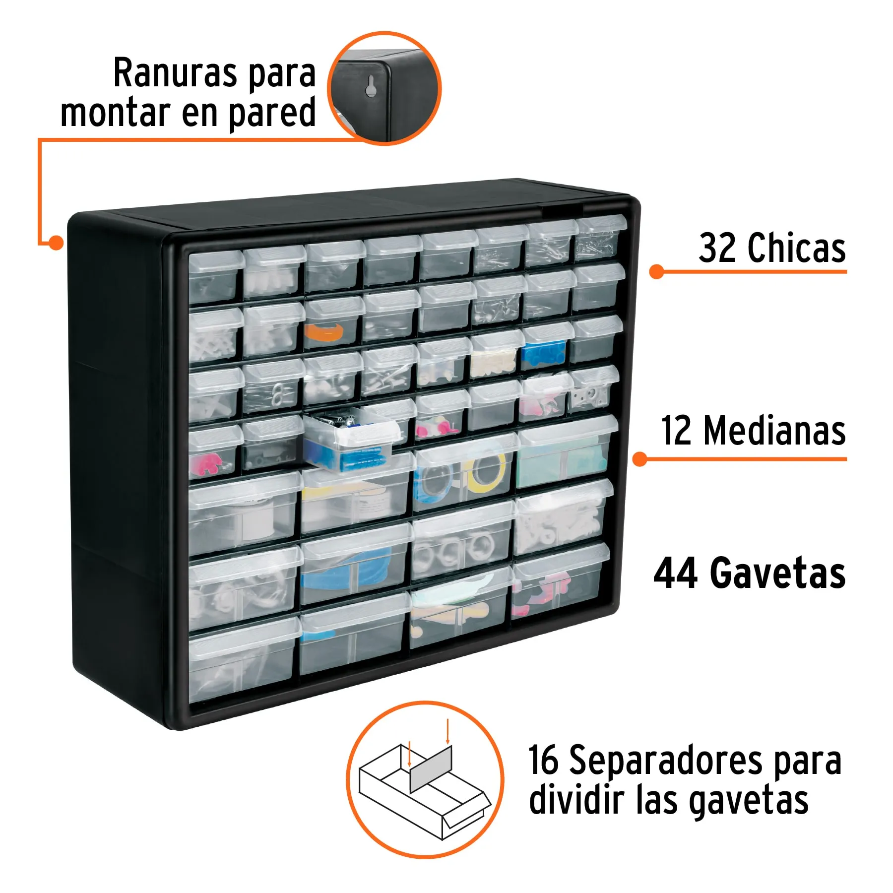 Organizador con 44 gavetas, Truper ORG-44, Foto 2 Tienda en línea de herramientas Truper