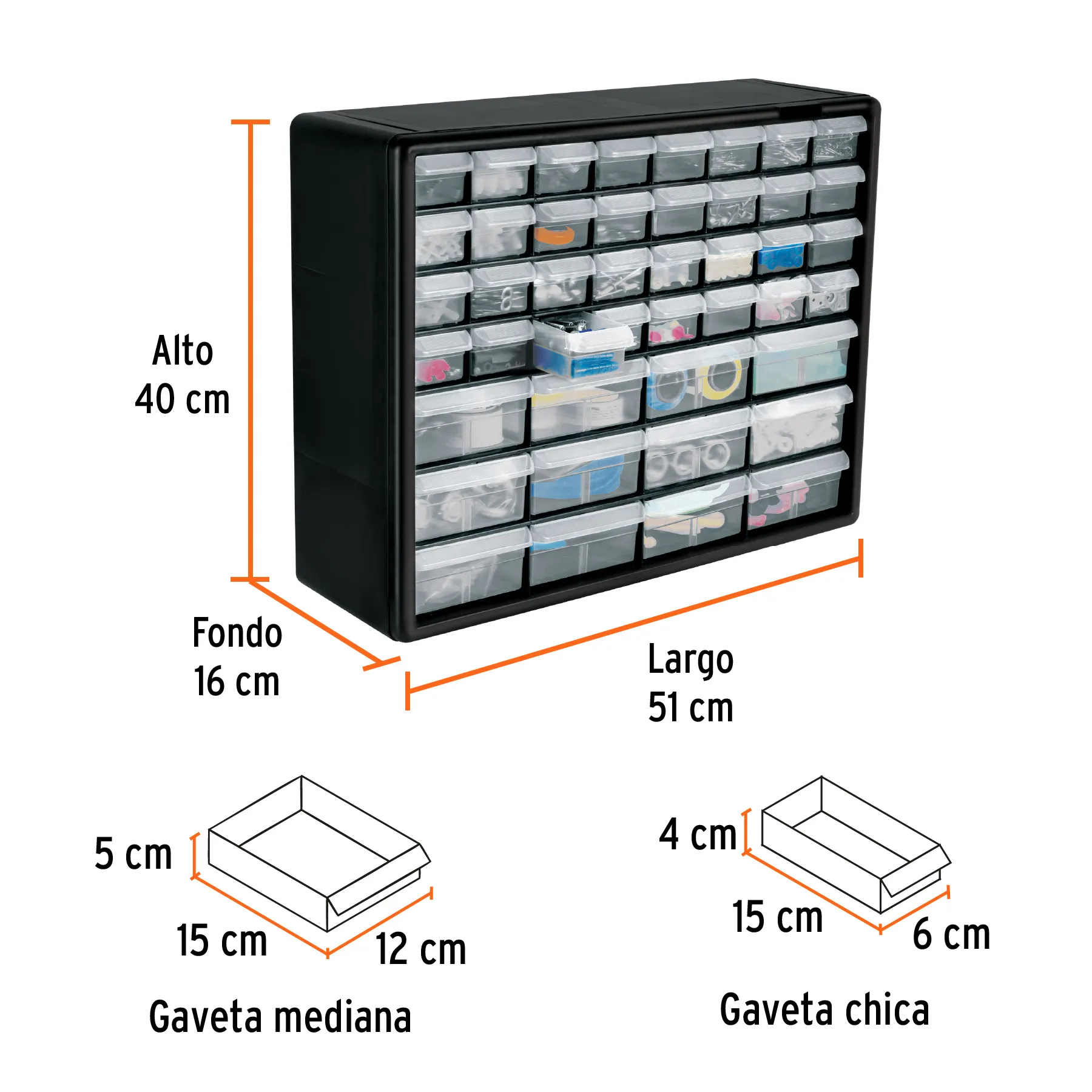 Organizador con 44 gavetas, Truper ORG-44, Foto 3 Tienda en línea de herramientas Truper