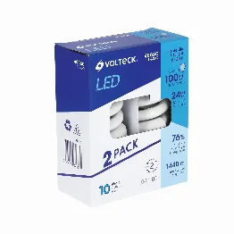 Pack 2 lámparas espiral T4 24 W luz de día, blíster, Volteck, Foto 1 Tienda en línea de herramientas Truper