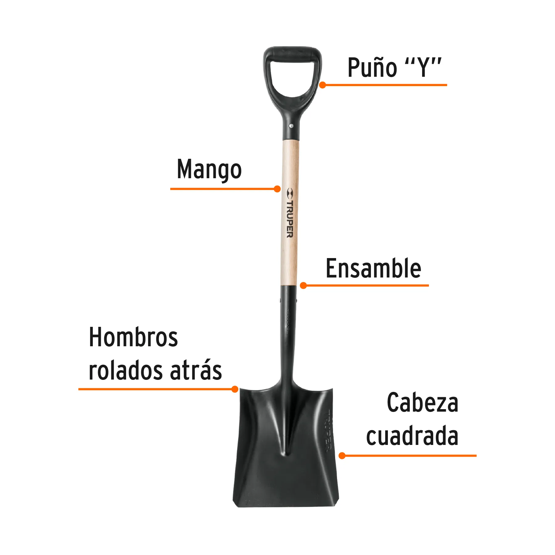 Pala cuadrada T-1000, puño PCY-PE, Foto 2 Tienda en línea de herramientas Truper