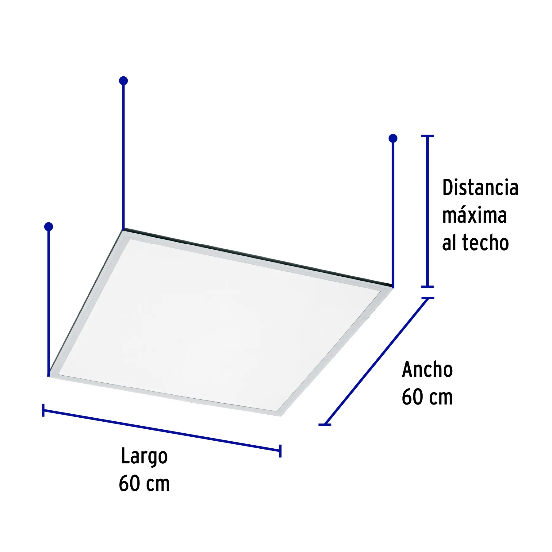 Panel delgado colgante de LED 45 W 60 x 60 cm luz neutra COL-400LN, Foto 3 Tienda en línea de herramientas Truper