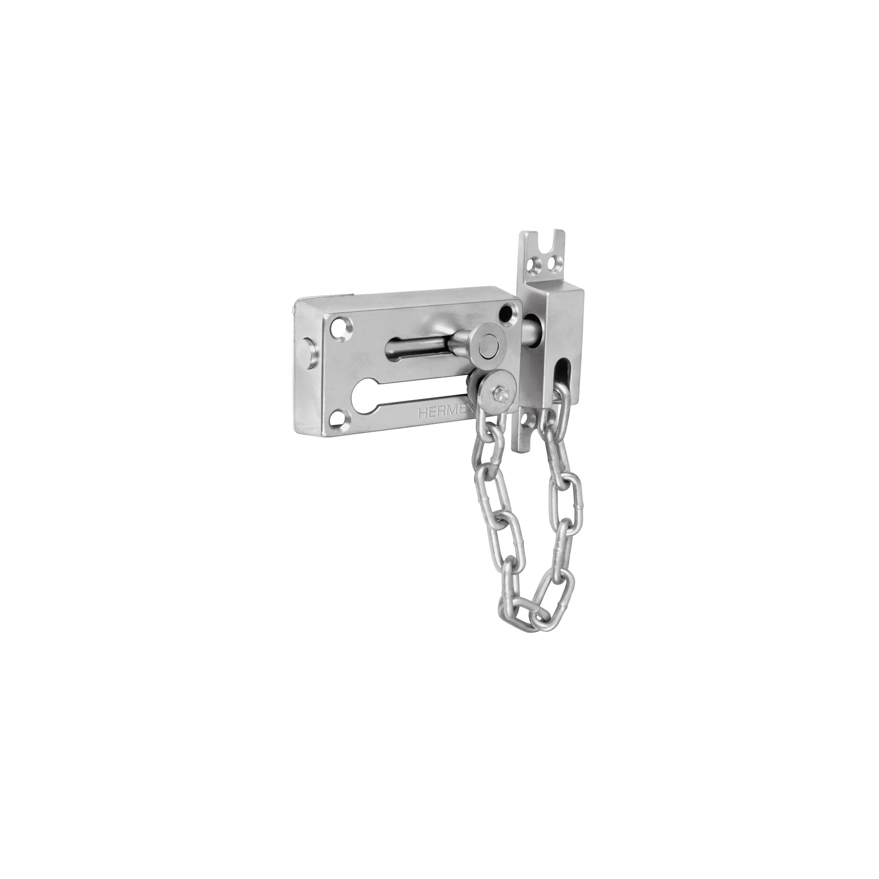Pasador con cadena para puerta, acabado cromo mate, HERMEX Pasador con cadena para puerta, acabado cromo mate, HERMEX, Foto 1 Tienda en línea de herramientas Truper
