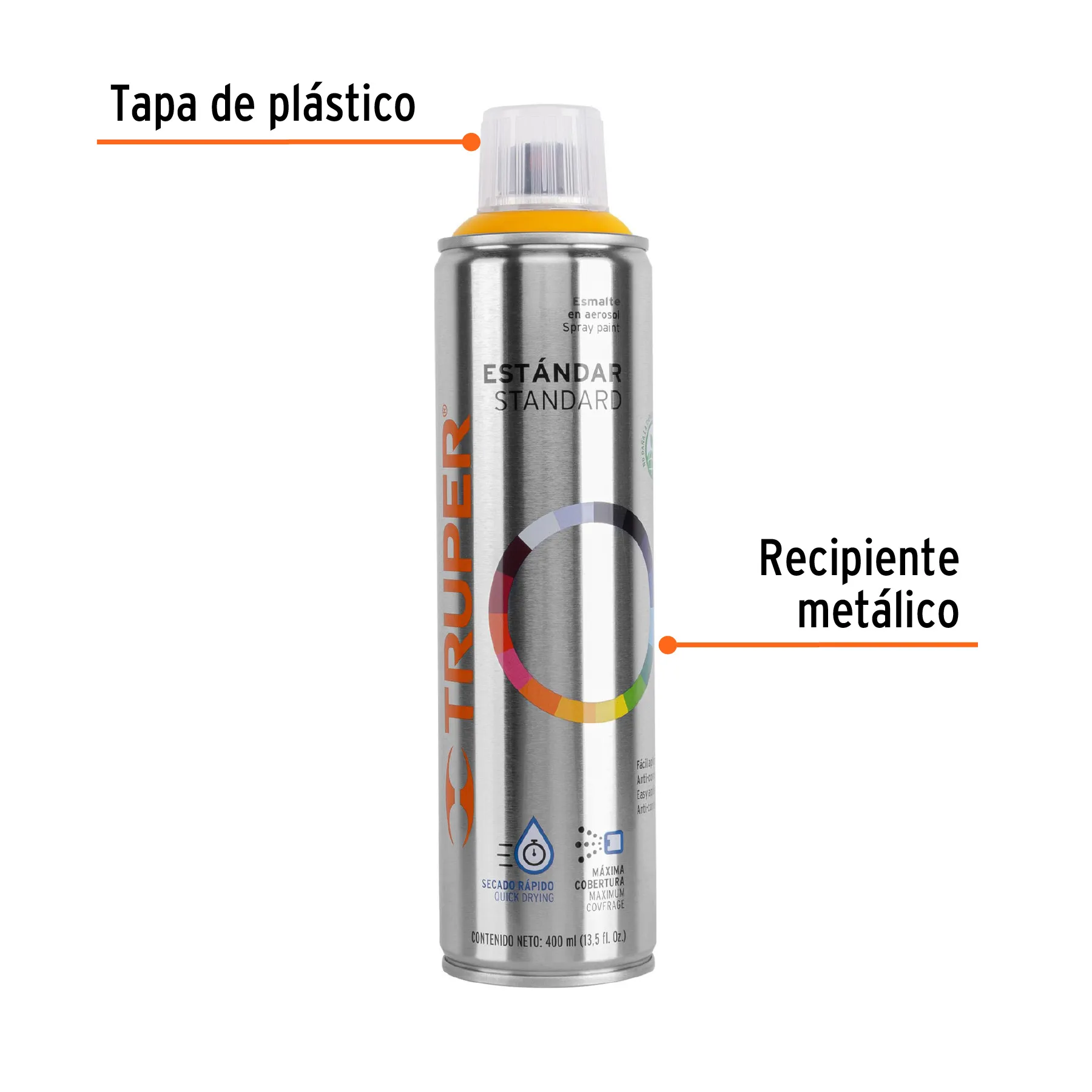 Pintura en aerosol, amarillo, bote esbelto, 400 ml PA-AM, Foto 2 Tienda en línea de herramientas Truper