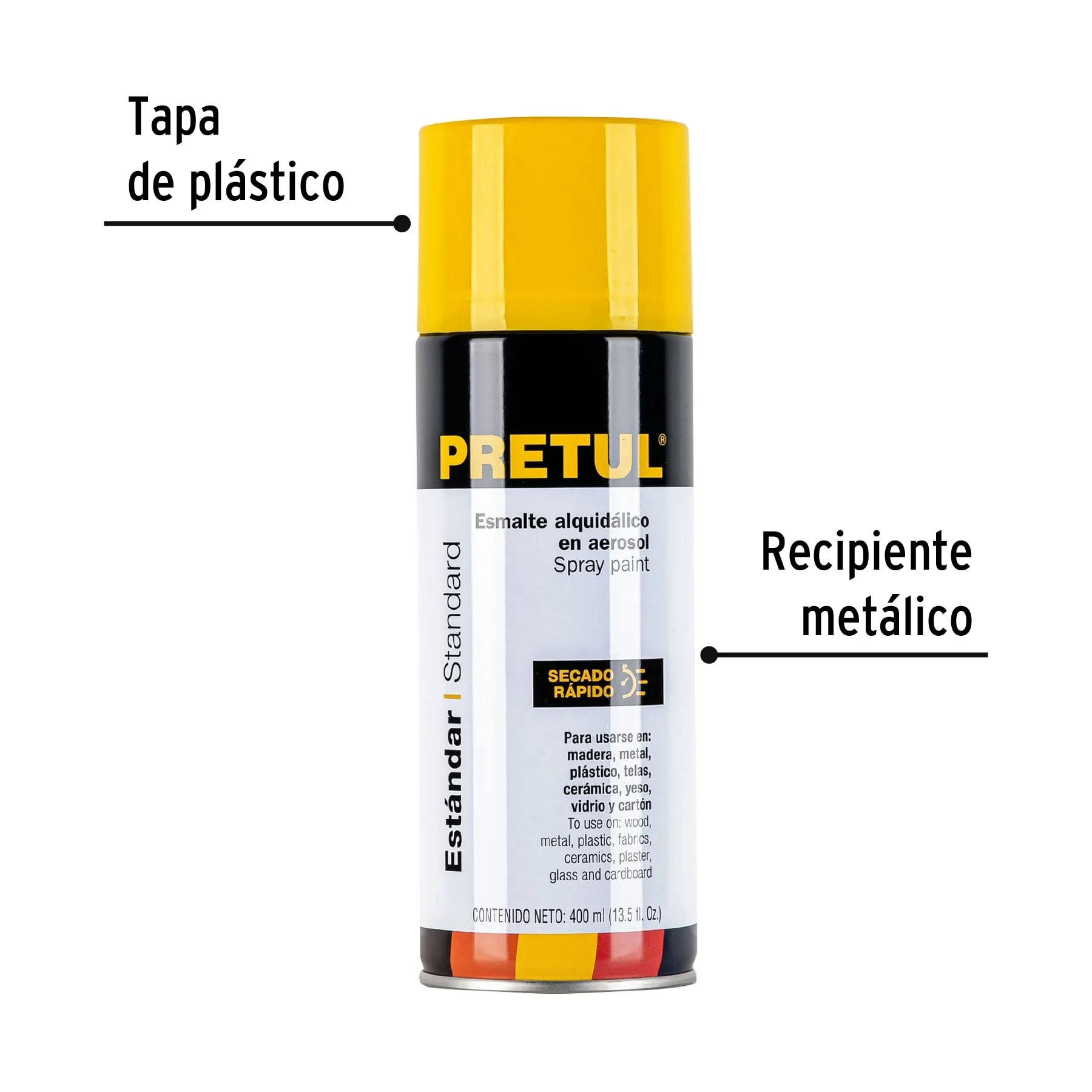 Pintura en aerosol, amarillo canario, 400ml, Pretul PA-AC-P, Foto 2 Tienda en línea de herramientas Truper