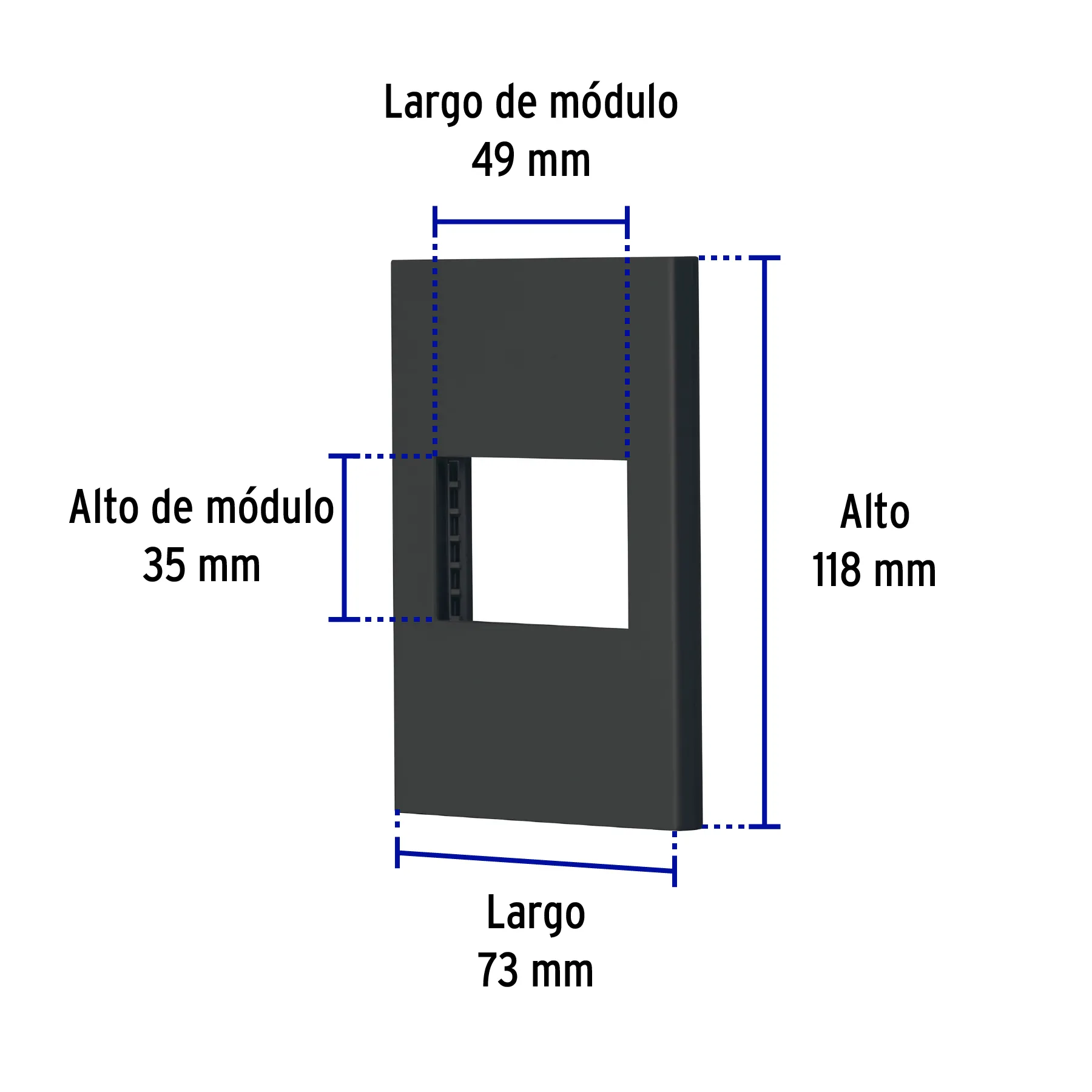 Placa 1 ventana, 1.5 módulos, línea Española, color negro PPSE15-EN, Foto 3 Tienda en línea de herramientas Truper