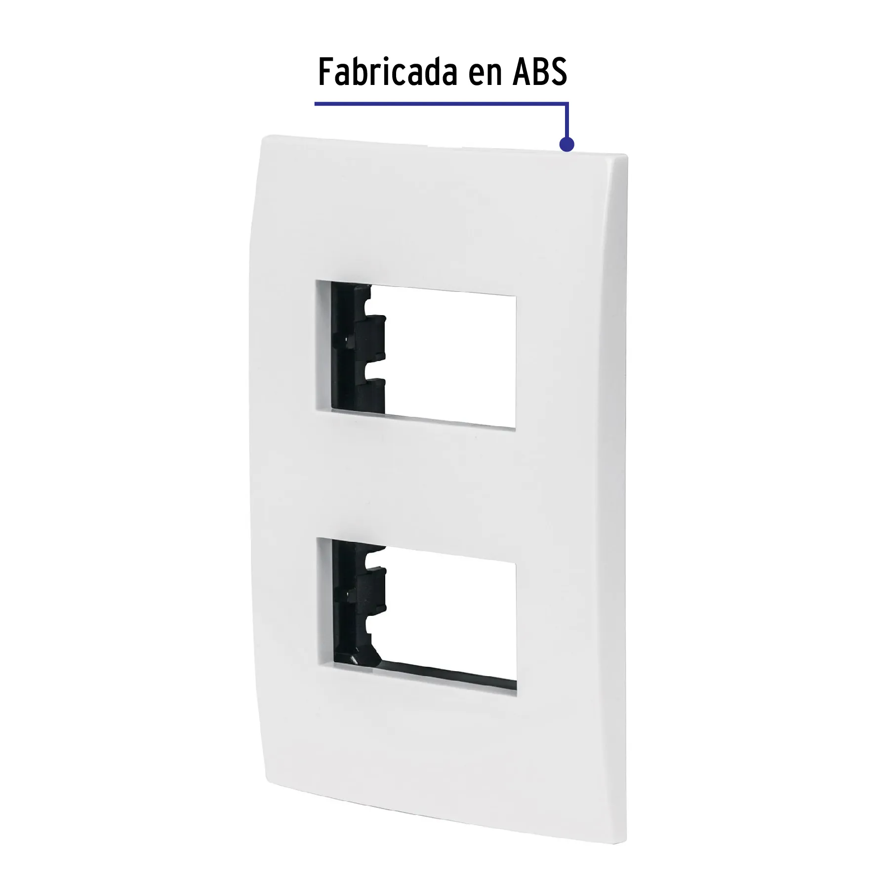 Placa 2 módulos de ABS, línea Oslo, color blanco, Volteck PPDO-OB, Foto 2 Tienda en línea de herramientas Truper