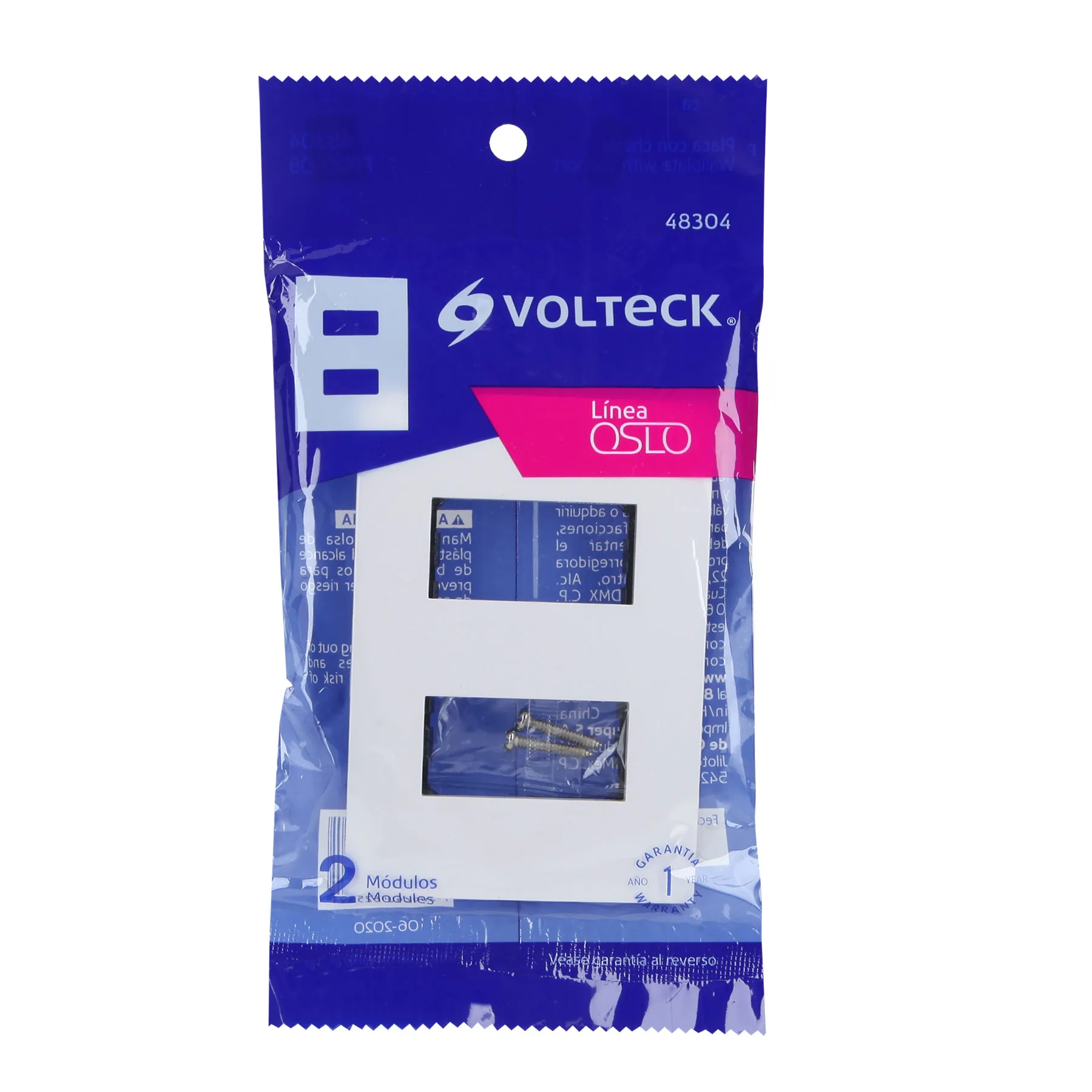 Placa 2 módulos de ABS, línea Oslo, color blanco, Volteck PPDO-OB, Foto 4 Tienda en línea de herramientas Truper