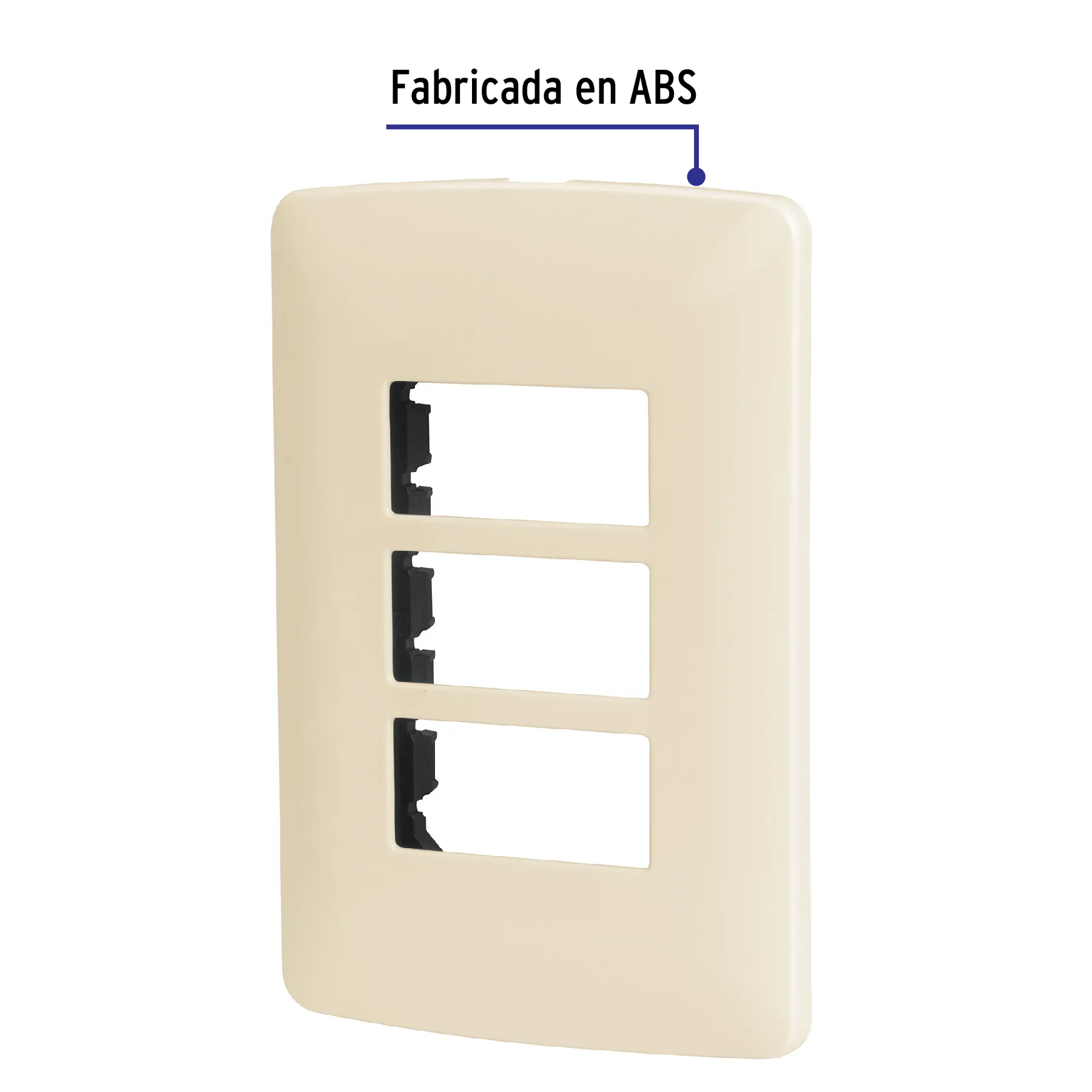 Placa 3 módulos de ABS, línea Italiana, color marfil PPTR-I, Foto 2 Tienda en línea de herramientas Truper