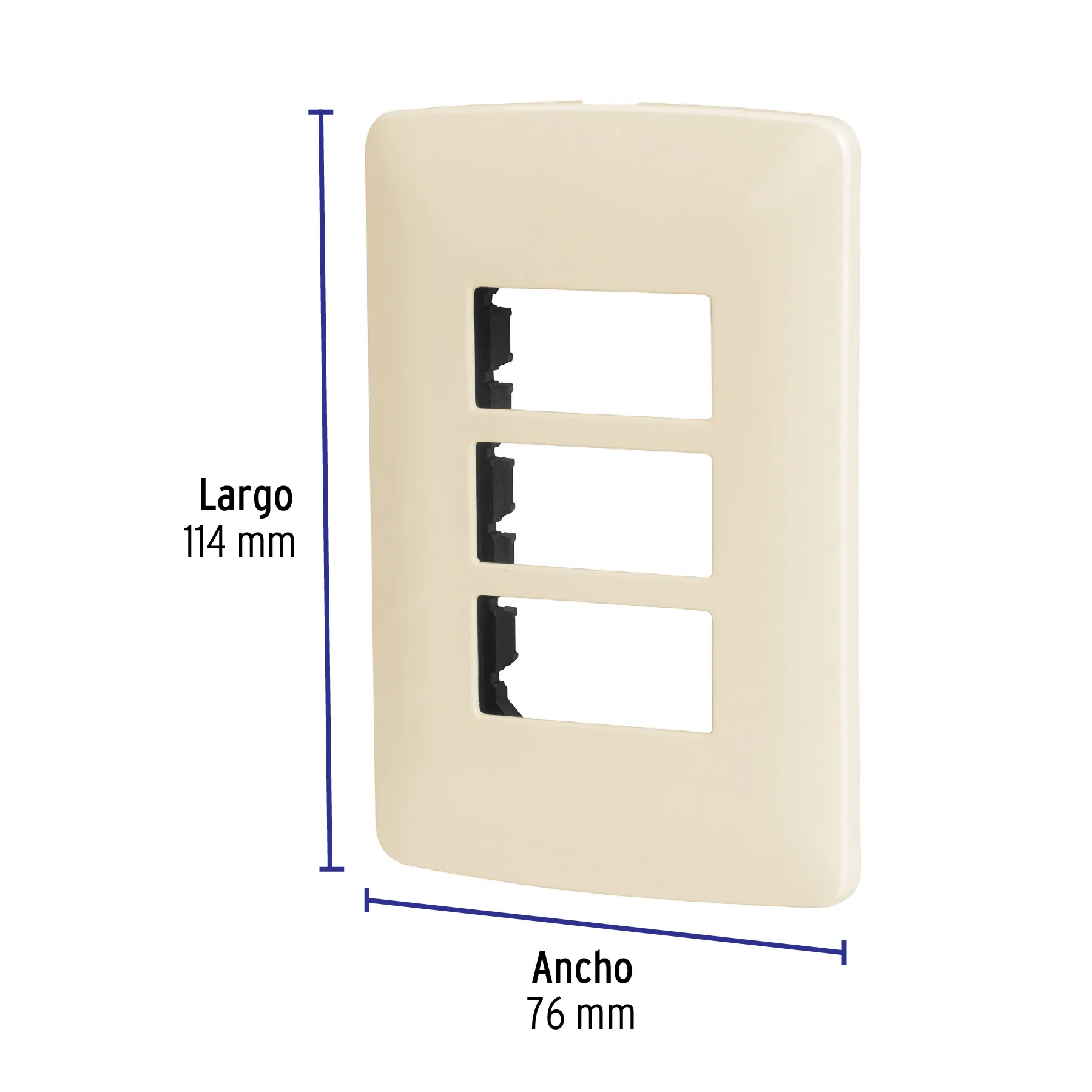 Placa 3 módulos de ABS, línea Italiana, color marfil PPTR-I, Foto 3 Tienda en línea de herramientas Truper