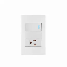 Placa armada 1 interruptor,1 contacto,1mod, Española, blanco, Foto 1 Tienda en línea de herramientas Truper