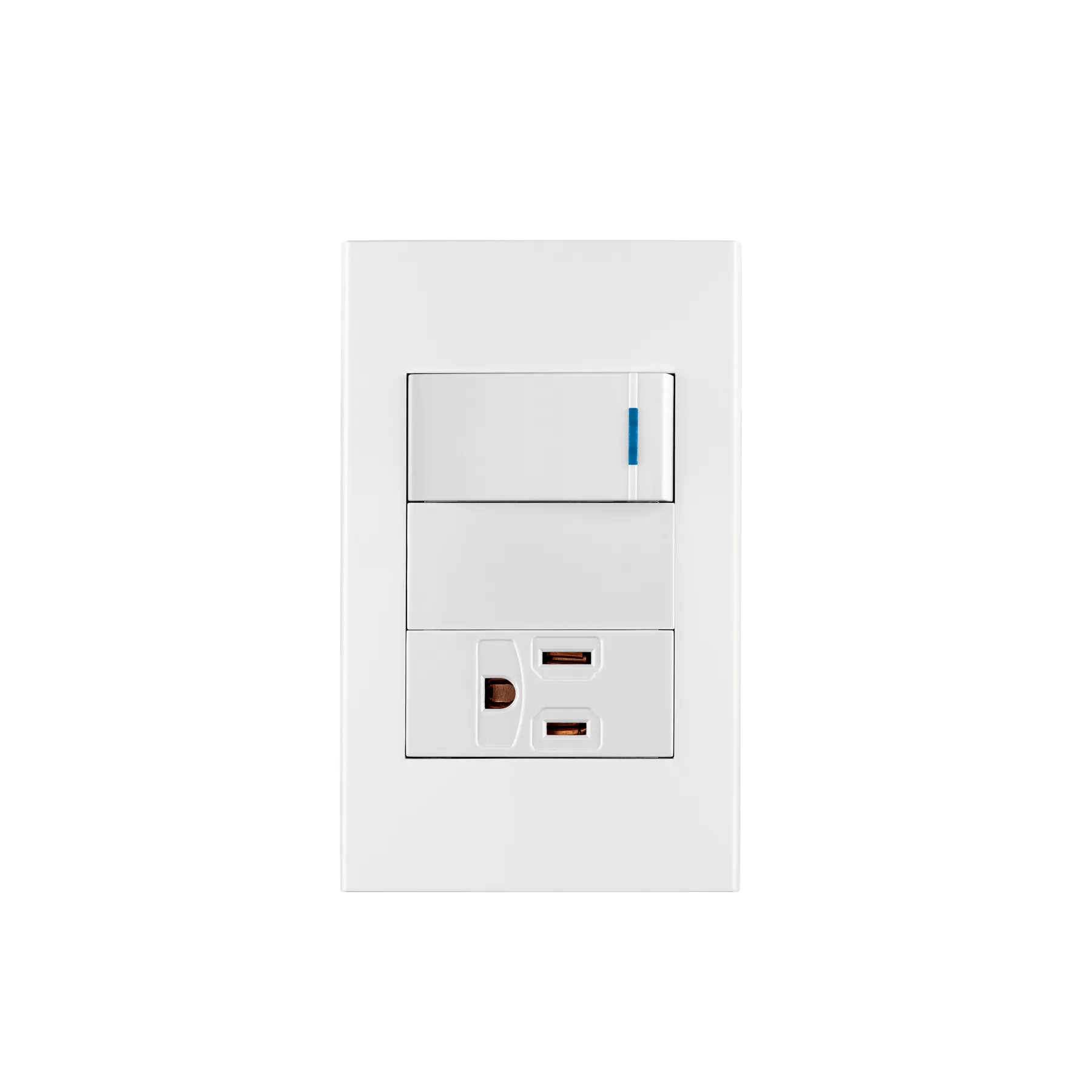 Placa armada 1 interruptor,1 contacto,1mod, Española, blanco Placa armada 1 interruptor,1 contacto,1mod, Española, blanco, Foto 1 Tienda en línea de herramientas Truper
