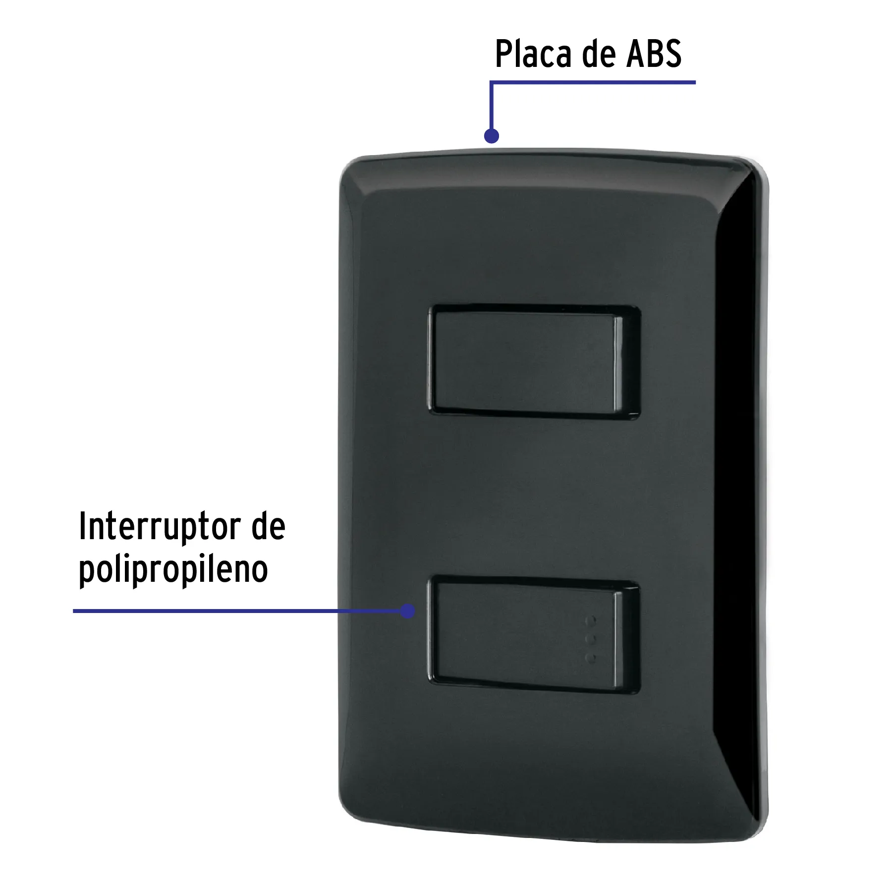Placa armada 1 interruptor 1 escalera, negro, línea Italiana PA-APDO-EIN, Foto 3 Tienda en línea de herramientas Truper