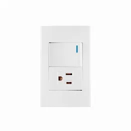 Placa armada 1 interruptor,1contacto,1.5mod,Española, blanco, Foto 1 Tienda en línea de herramientas Truper