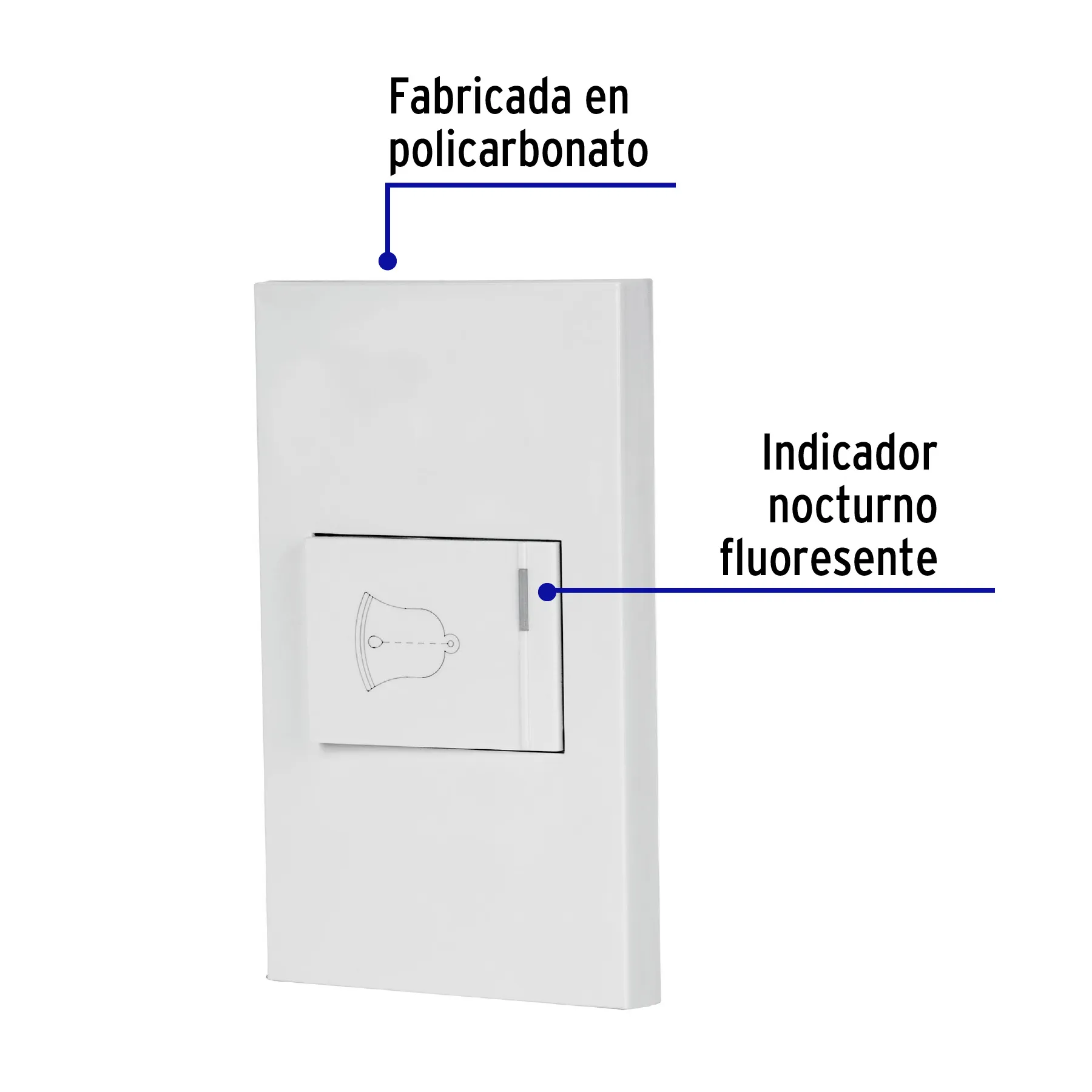 Placa armada 1 interruptor de timbre,1.5mod, Española,blanco PA-TI-EB, Foto 2 Tienda en línea de herramientas Truper
