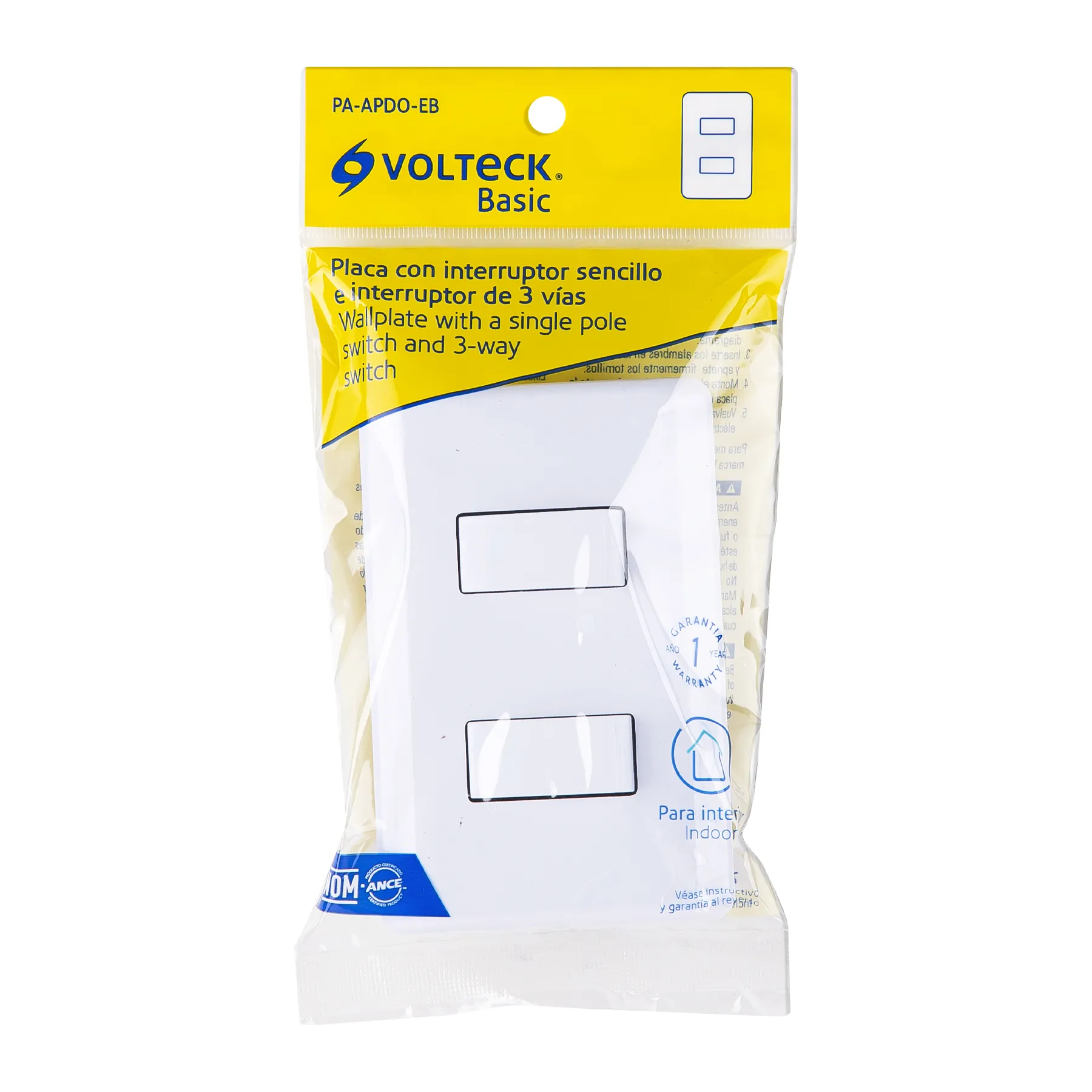 Placa armada 1 interruptor sencillo + 1 de 3 vías, Basic PA-APDO-EB, Foto 4 Tienda en línea de herramientas Truper